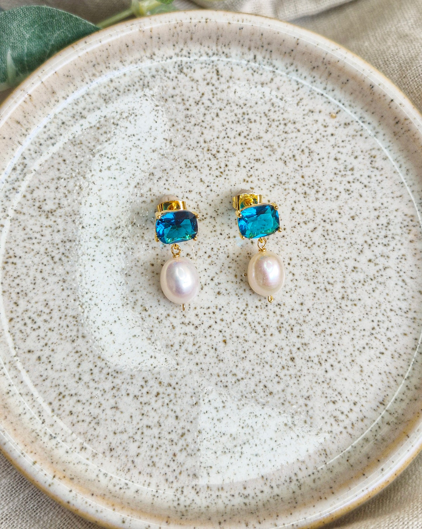 Aegean Deep Blue Pearl Earrings