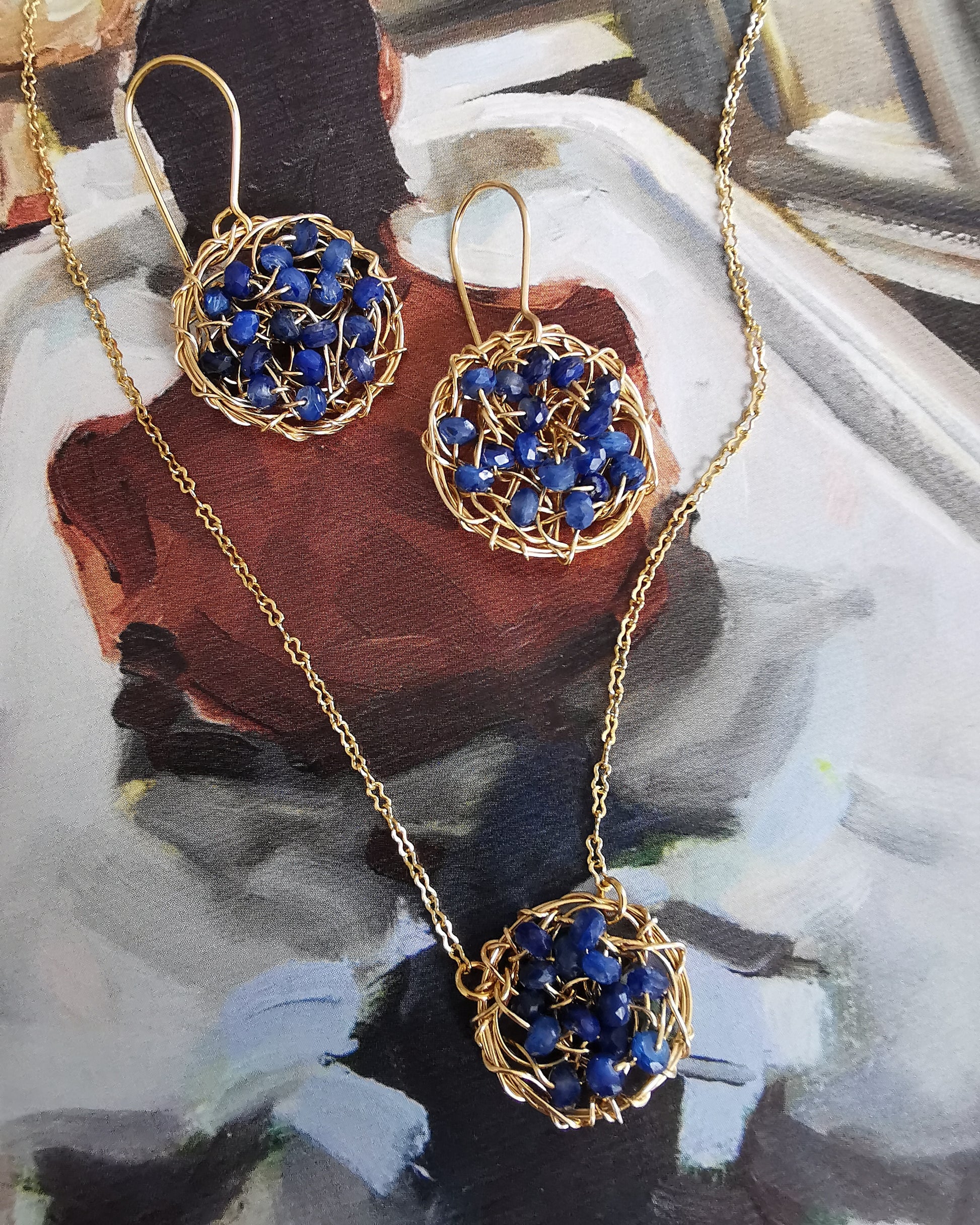 Rea - Kyanite Wire-Wrapped Earrings - Vinta Shop