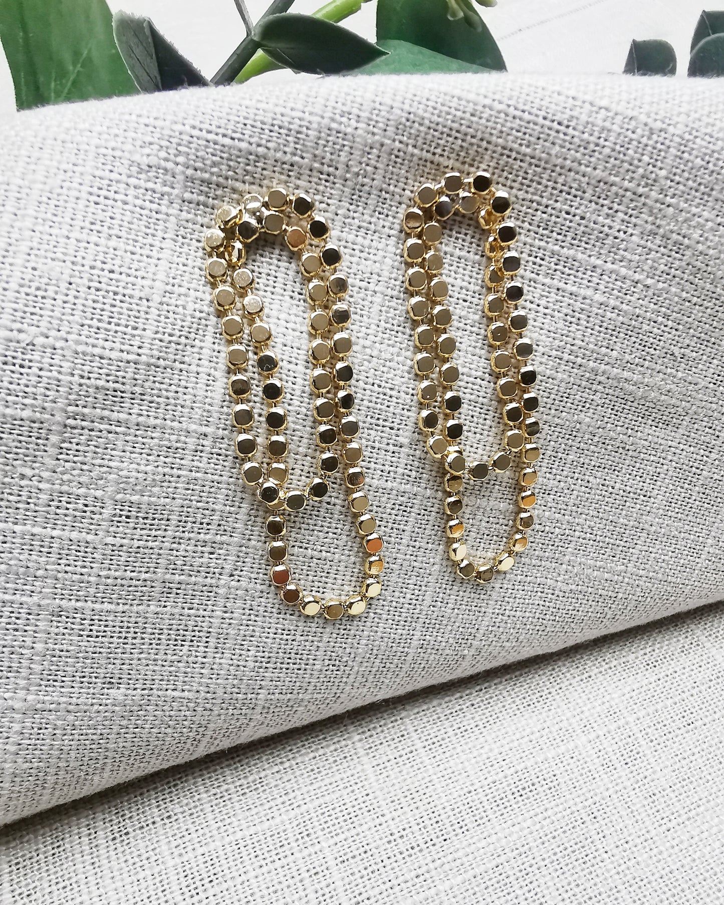 18k Gold Plated Sequin Chain Stud Earrings. - Vinta Shop