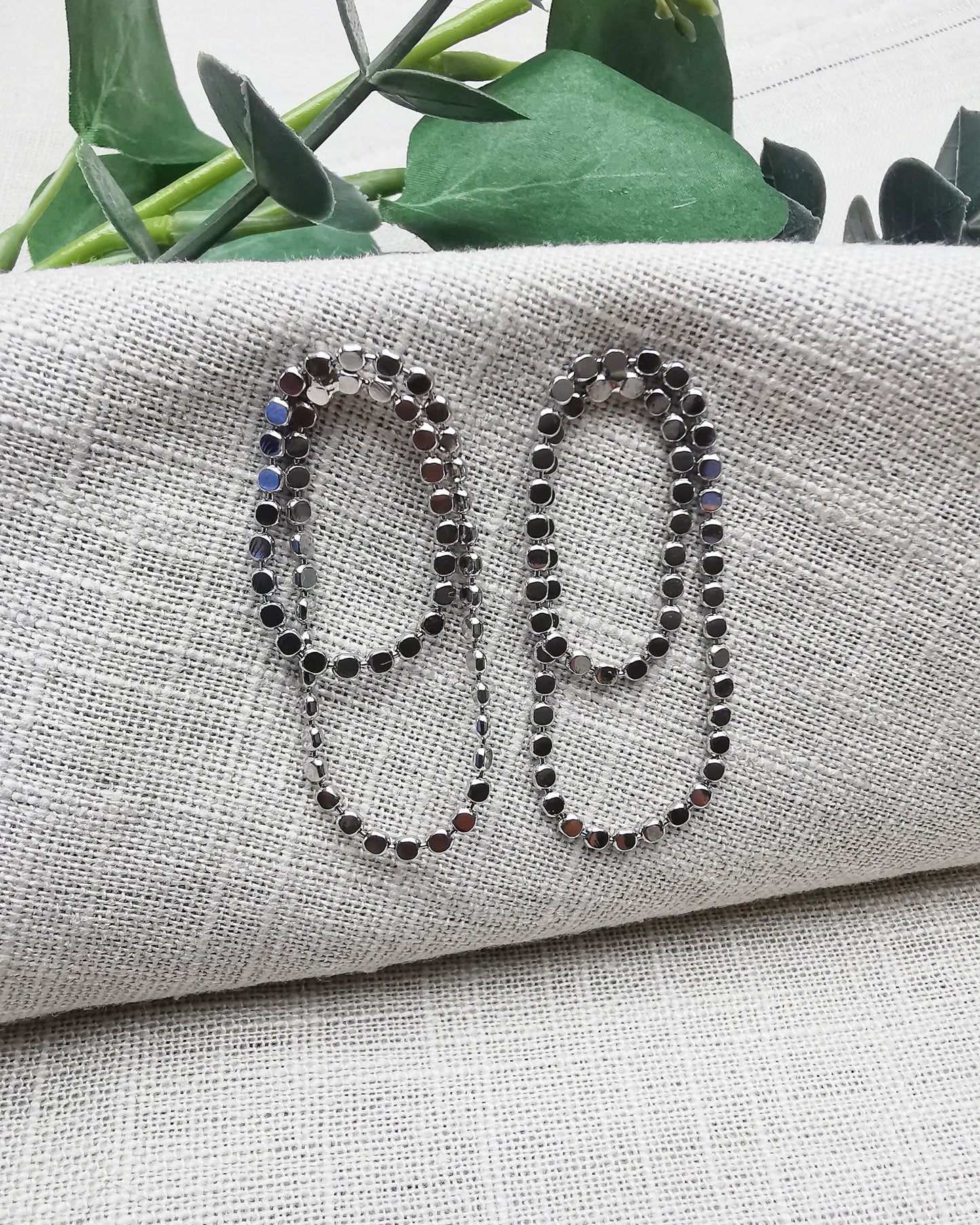 Silver Plated Sequin Chain Stud Earrings. - Vinta Shop