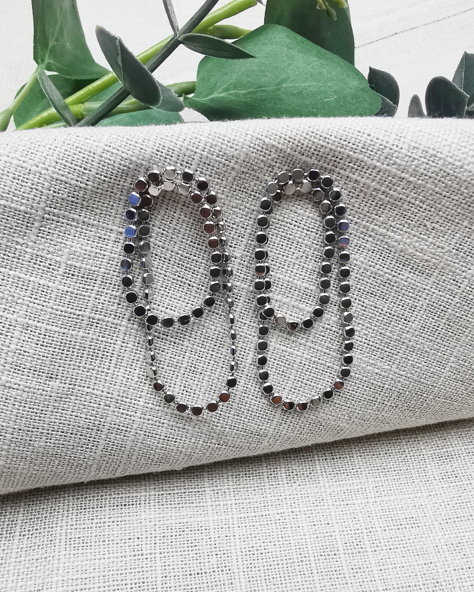 Silver Plated  Sequin Chain Stud Earrings. - Vinta Shop