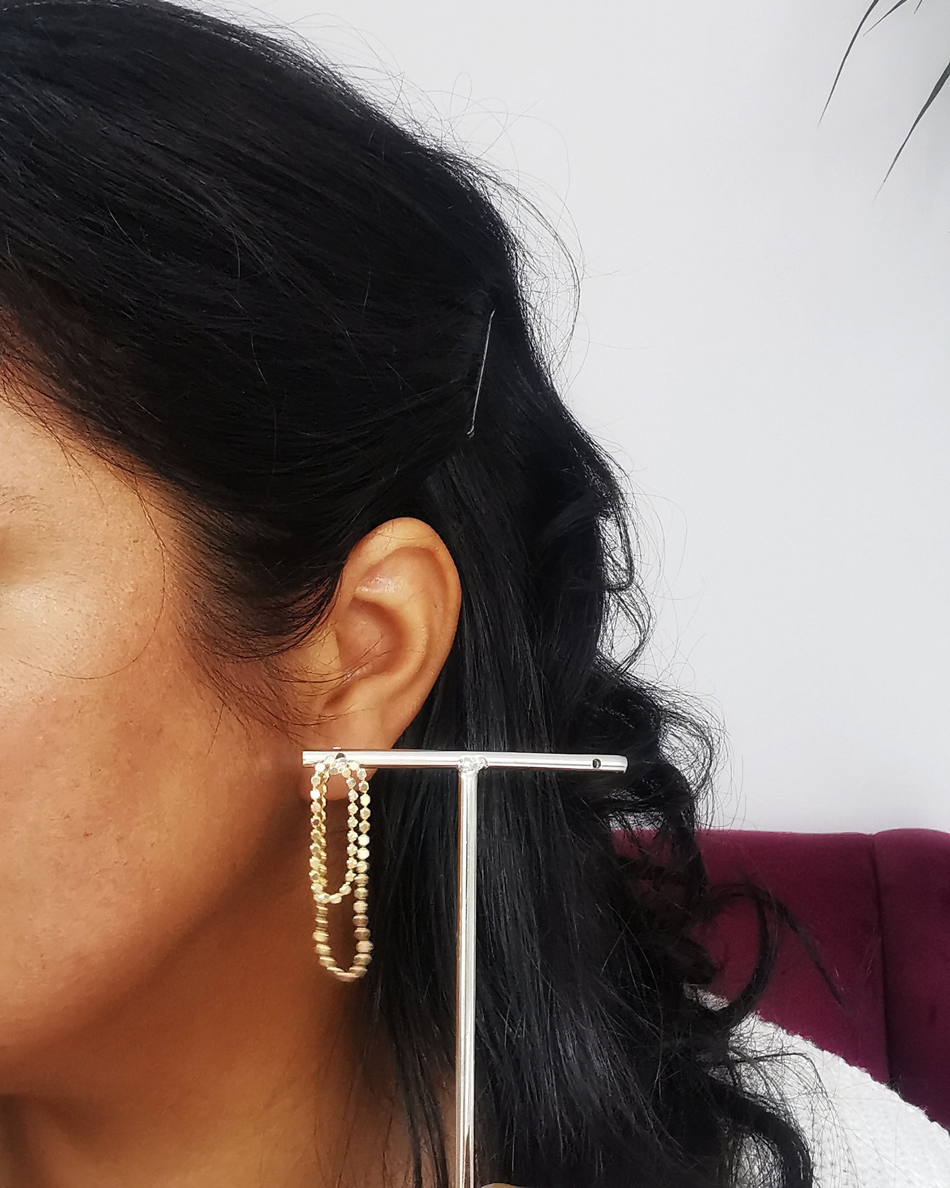 18k Gold Plated Sequin Chain Stud Earrings. - Vinta Shop