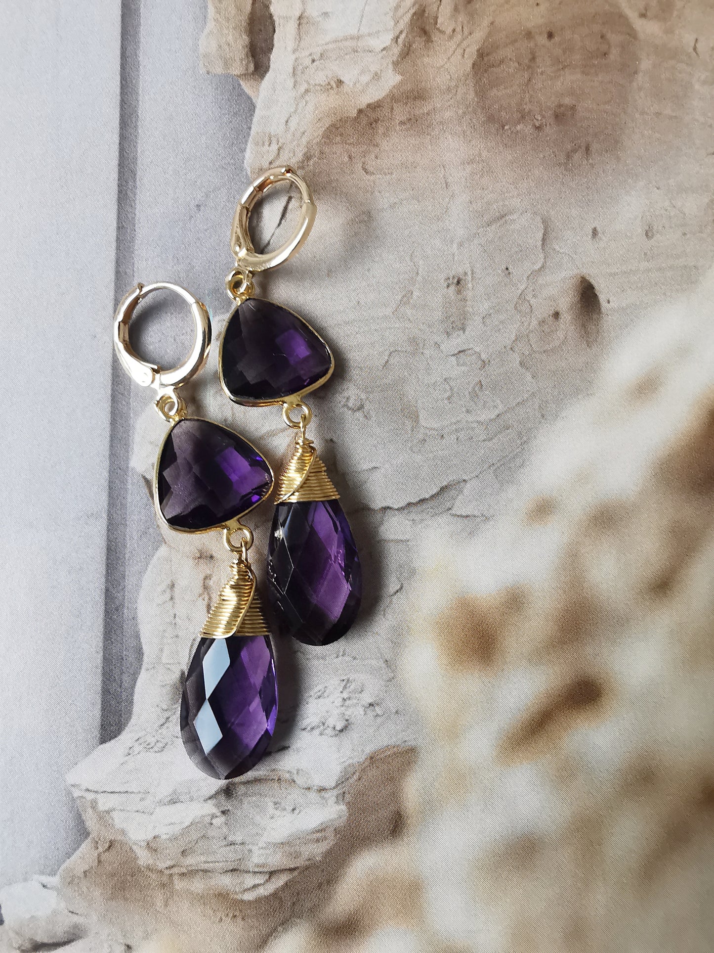 Amethyst Long Drop Earrings