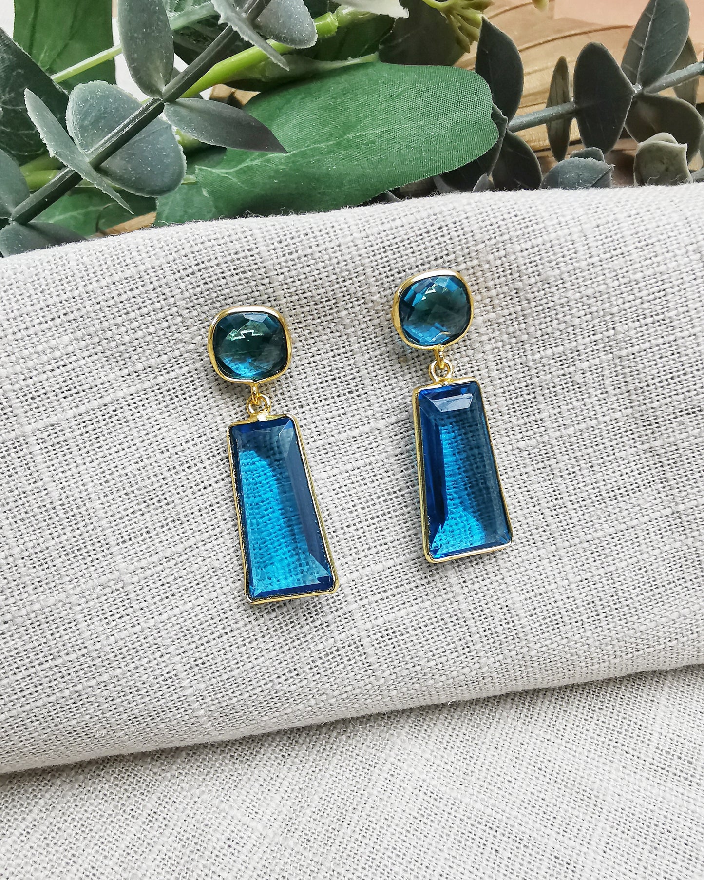London Blue Topaz Stud Dangle Earrings.