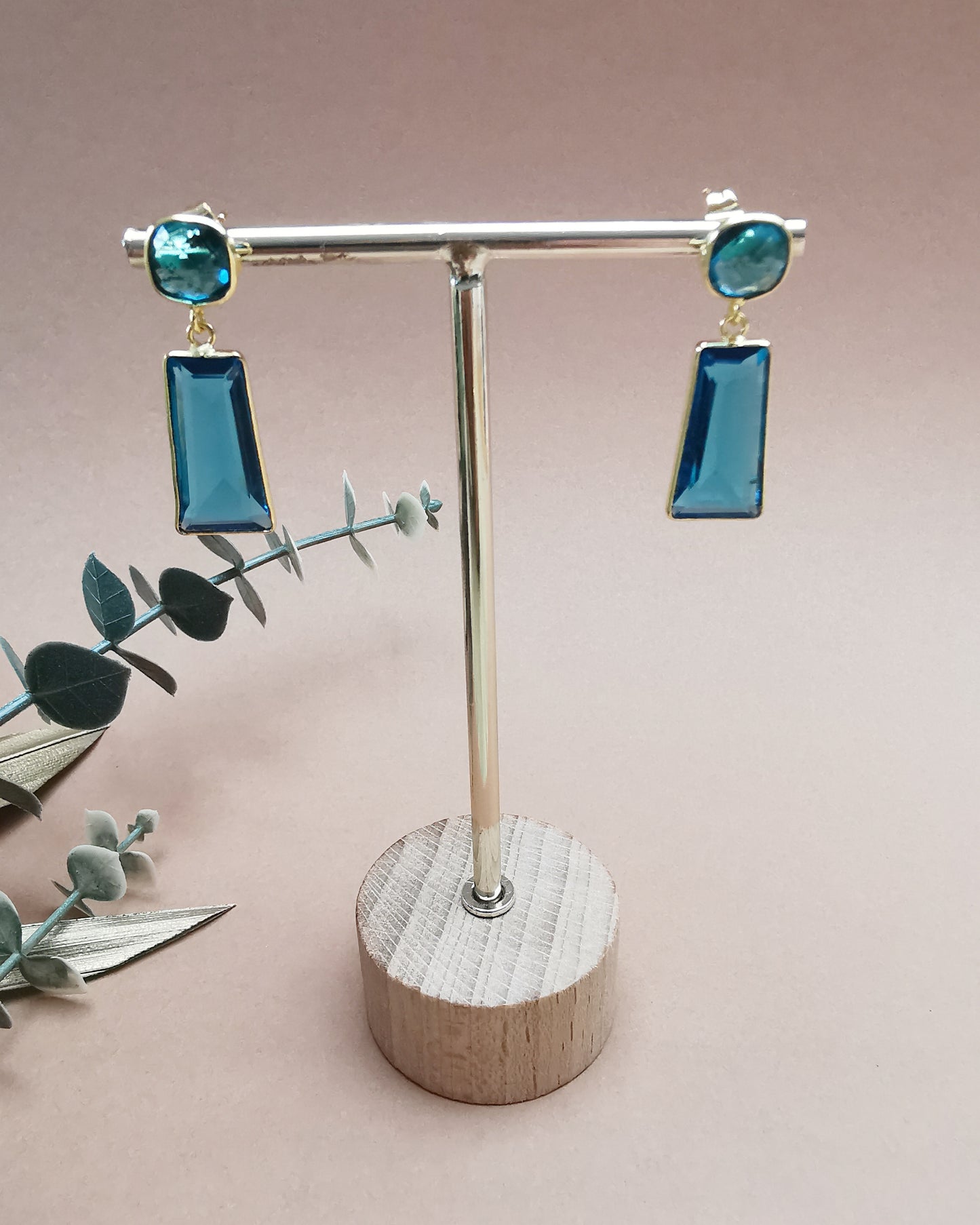 London Blue Topaz Stud Dangle Earrings.