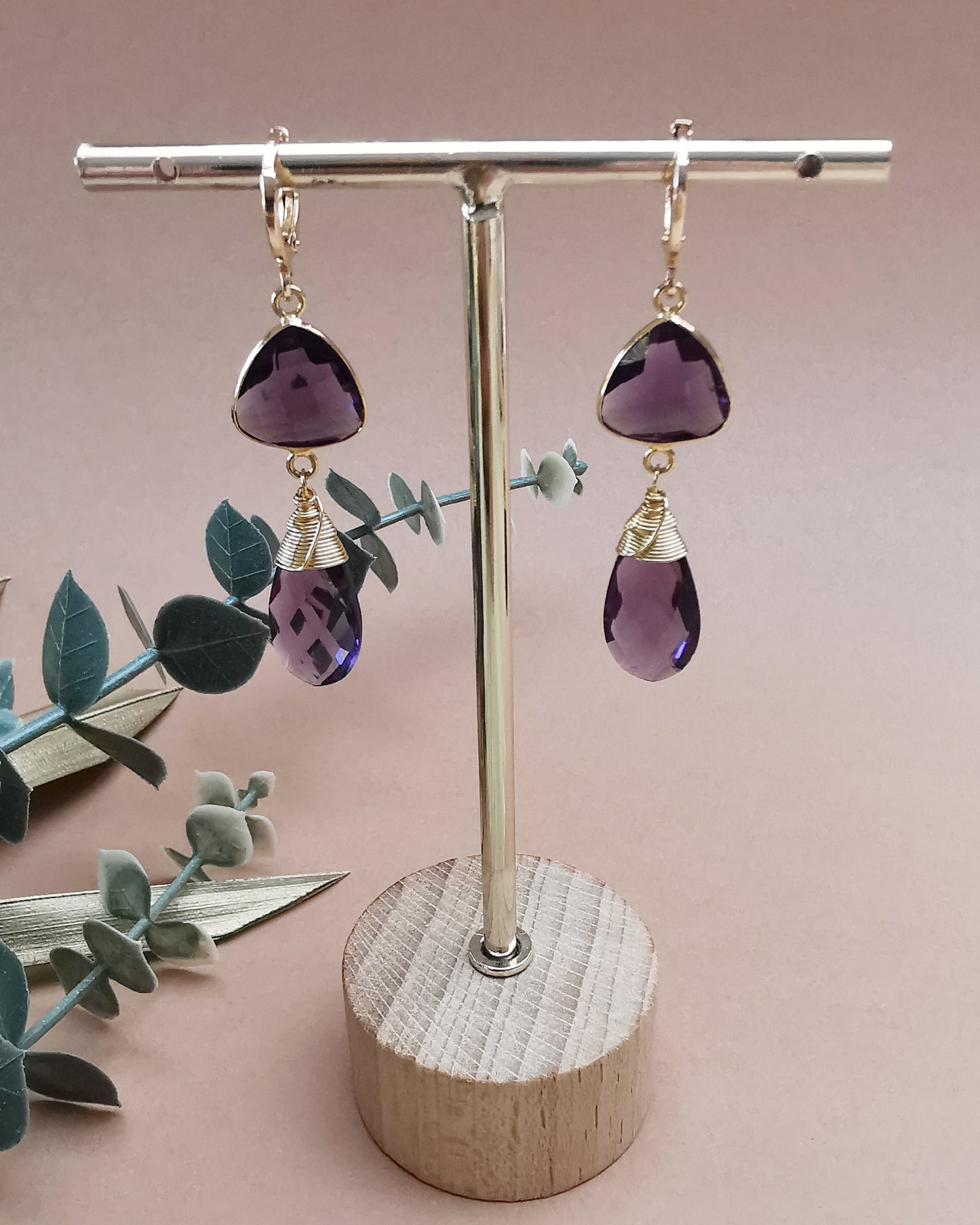 Amethyst Long Drop Earrings