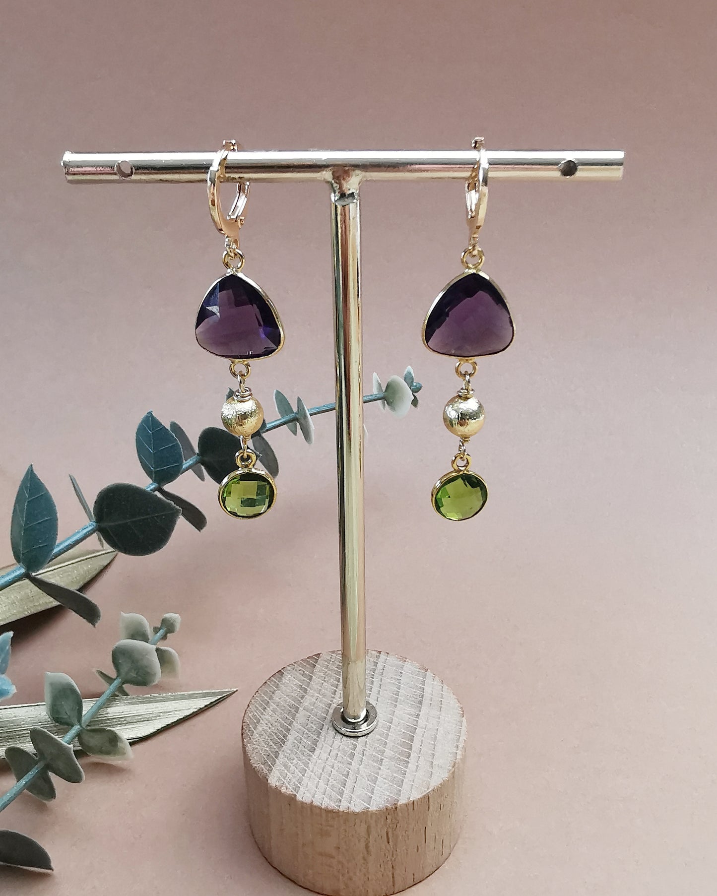 Multi-gemstone Long Drop earrings