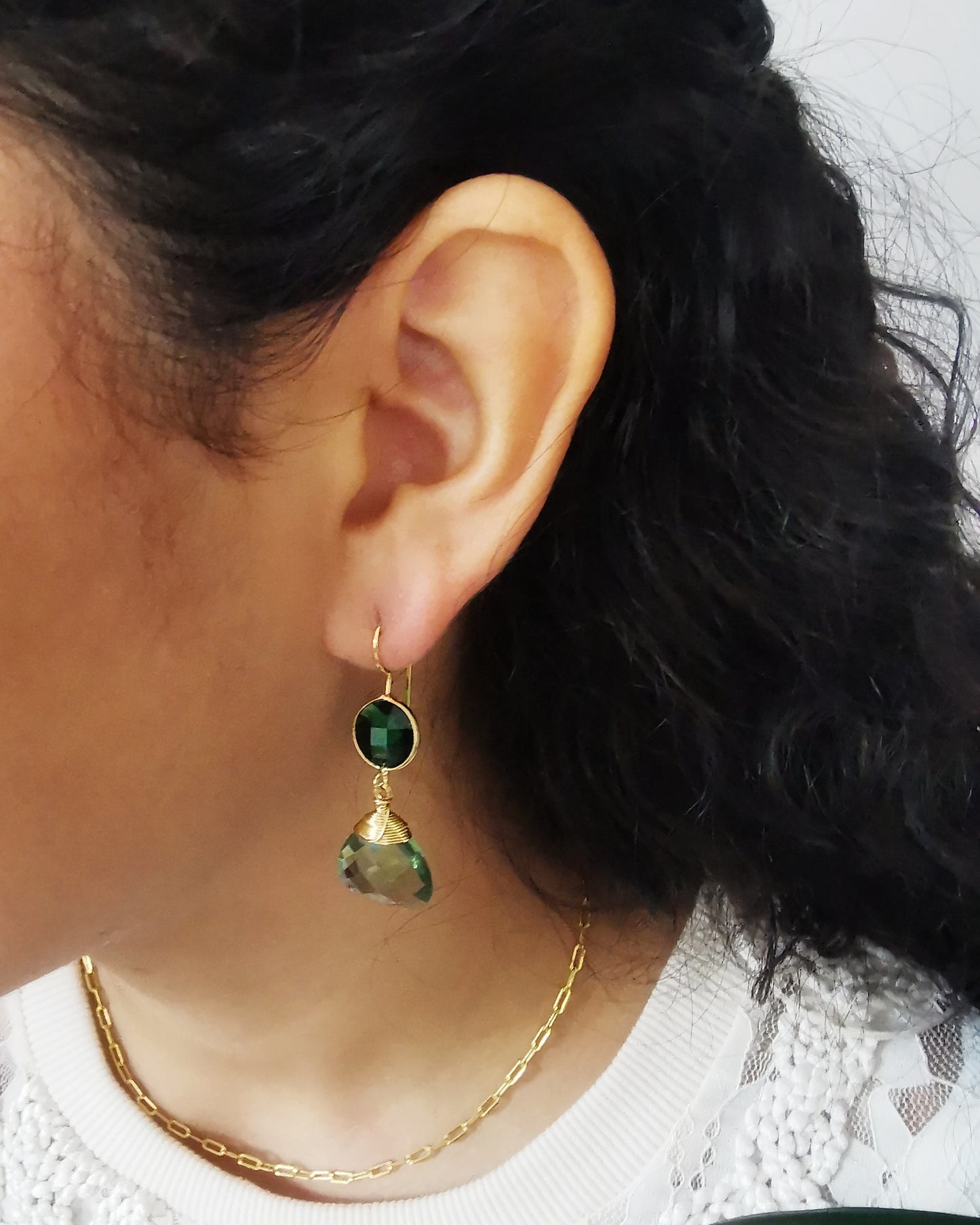 Statement Gemstone Dangle Earrings