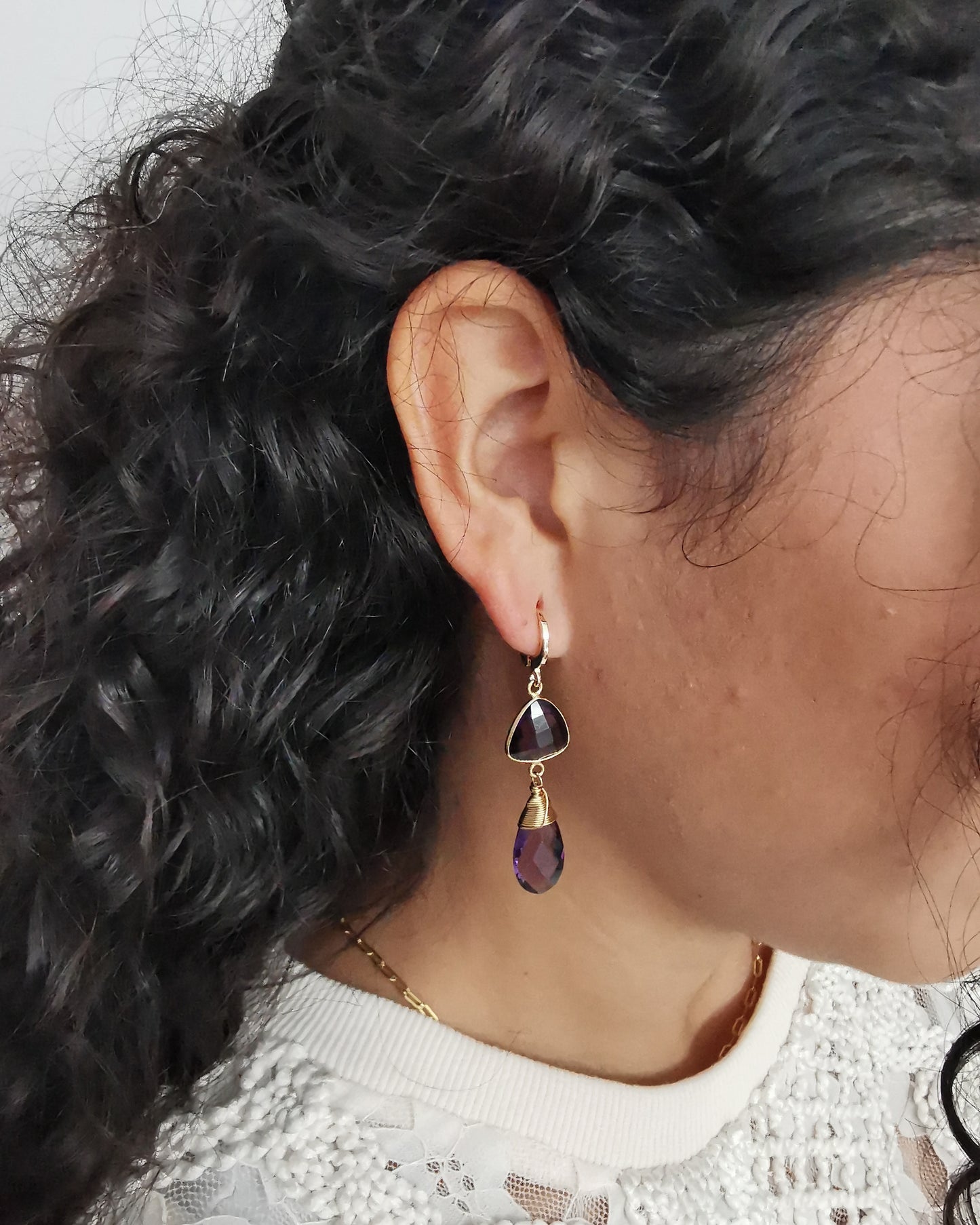 Amethyst Long Drop Earrings