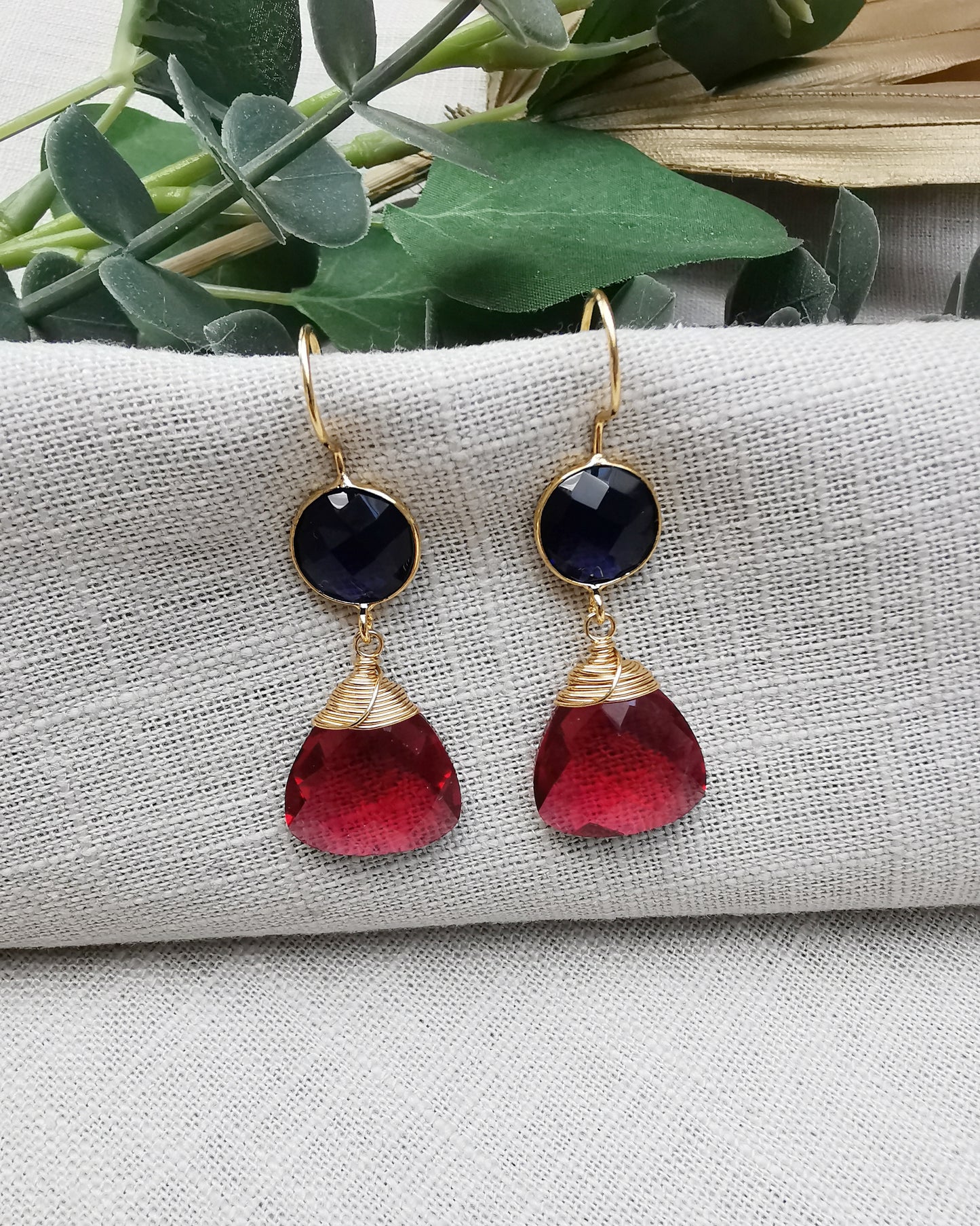 Statement Gemstone Dangle Earrings