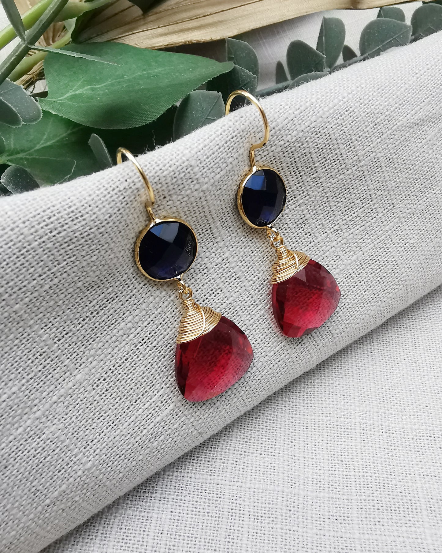 Statement Gemstone Dangle Earrings