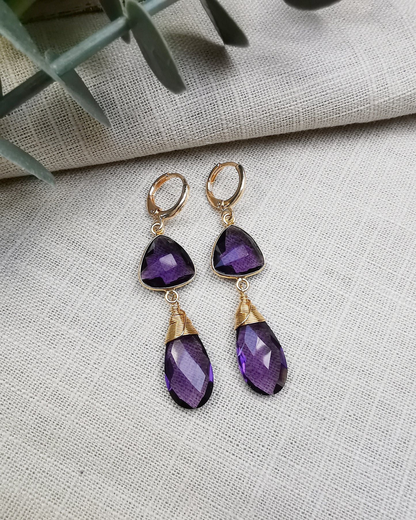 Amethyst Long Drop Earrings
