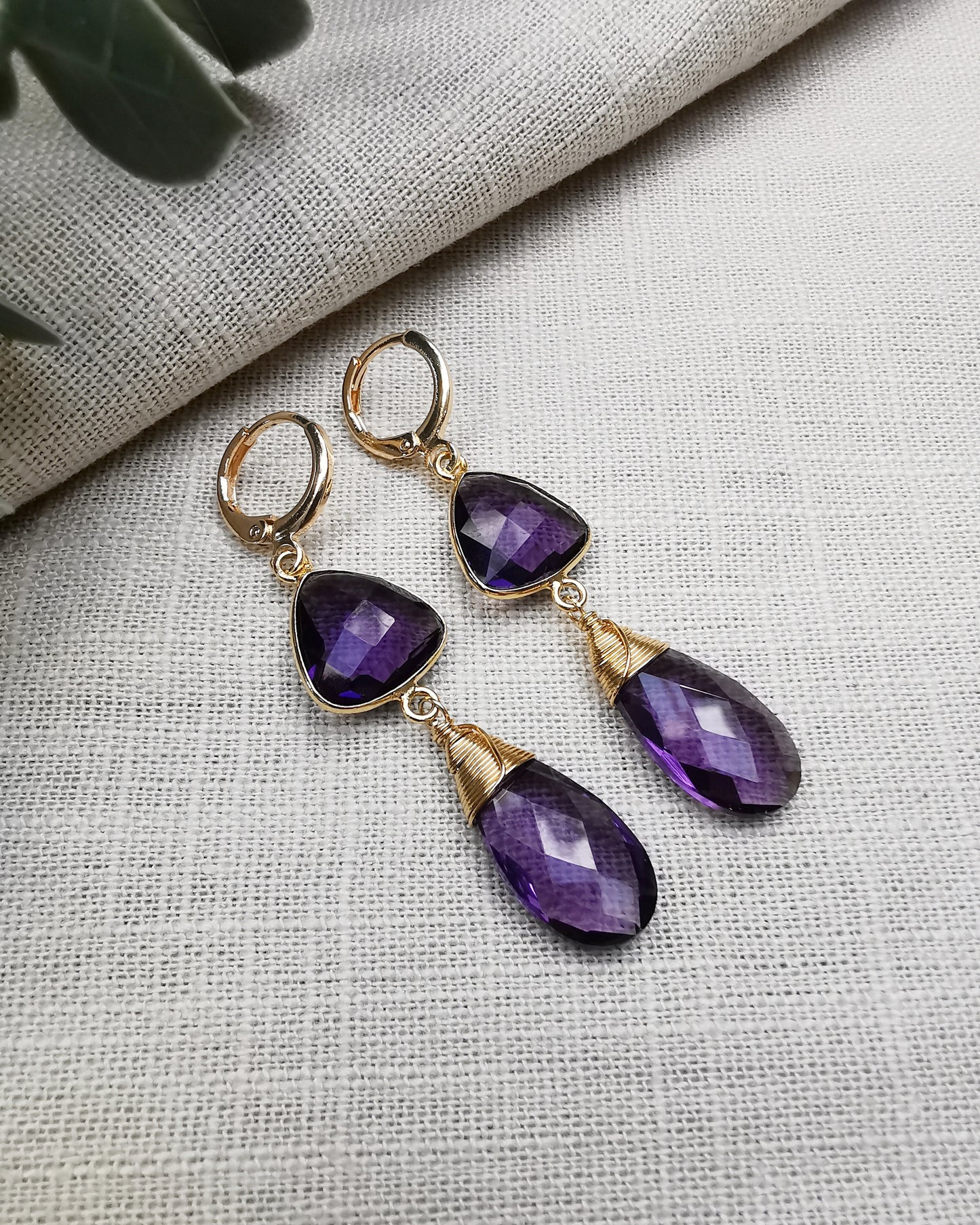 Amethyst Long Drop Earrings