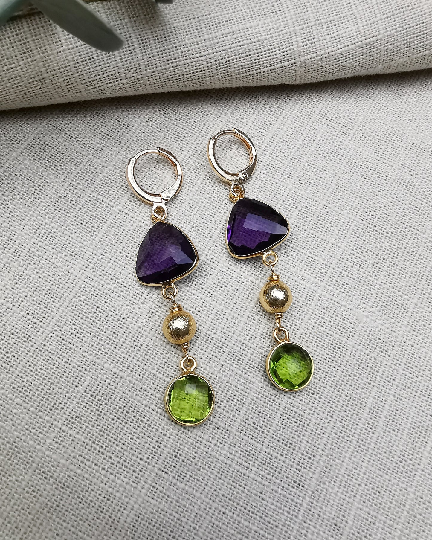 Multi-gemstone Long Drop earrings