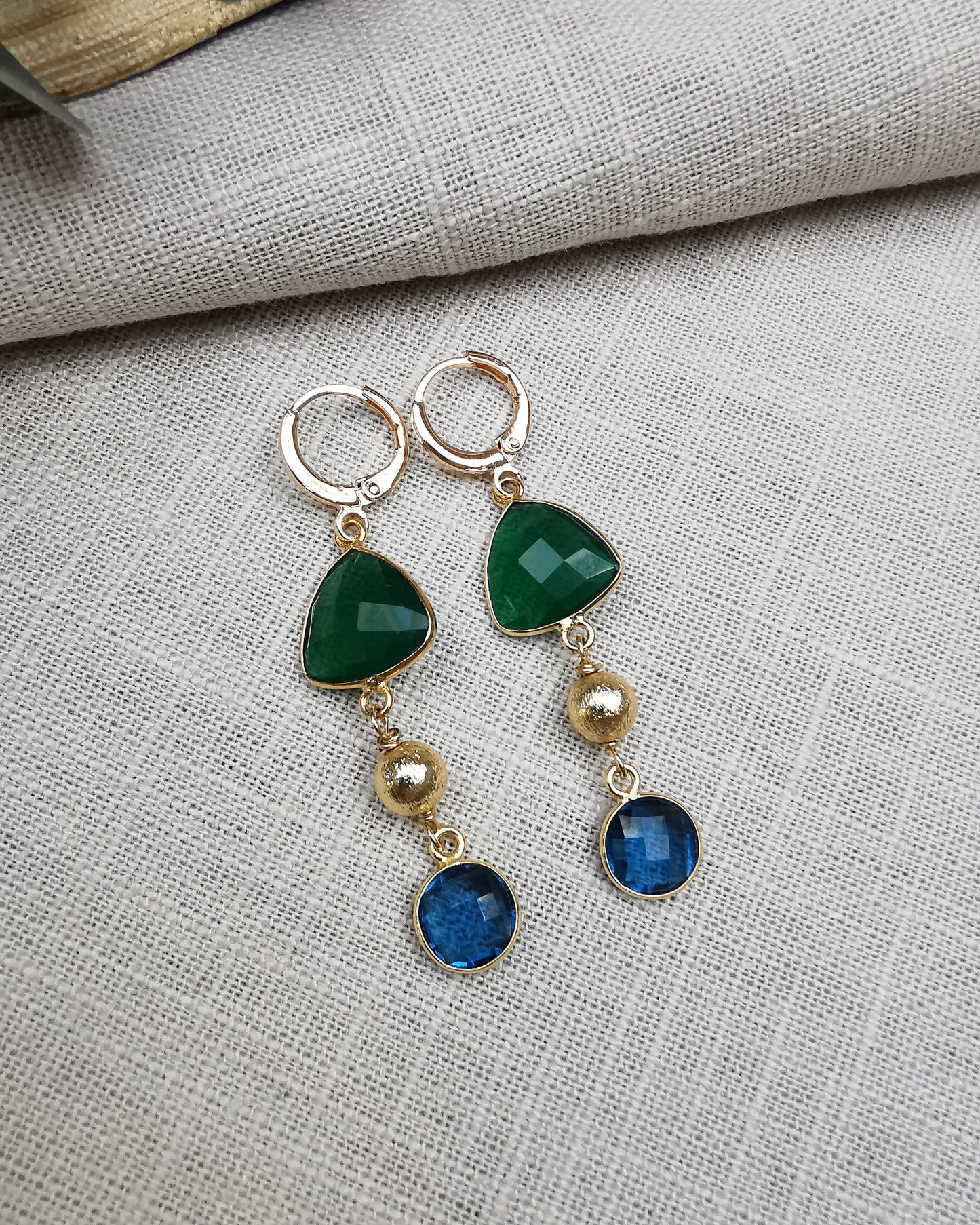 Multi-gemstone Long Drop earrings