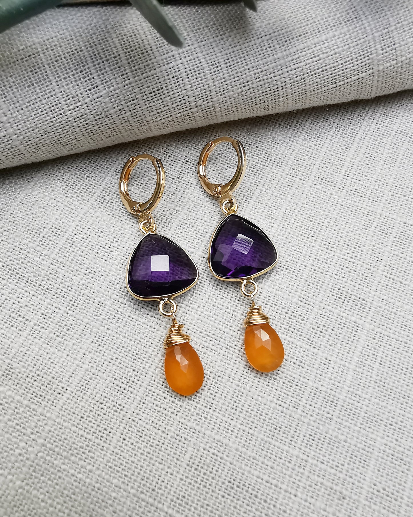 Violeta - Small Gemstone Drop Earrings.