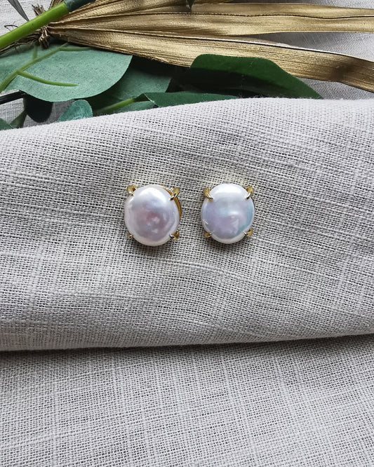 Baroque Freshwater Pearl Stud Earrings. - Vinta Shop