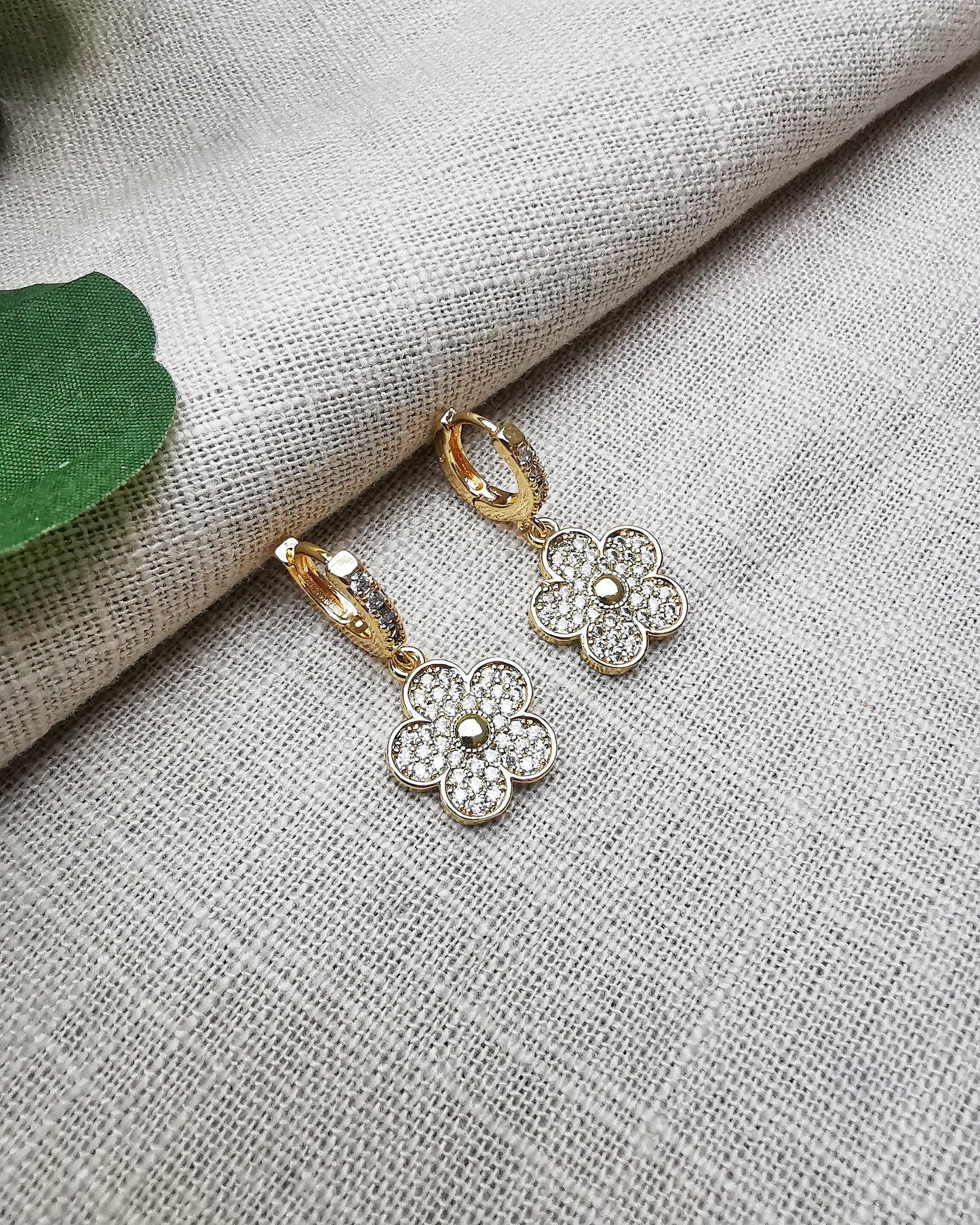 Pea Flower Huggie Hoop Earrings.
