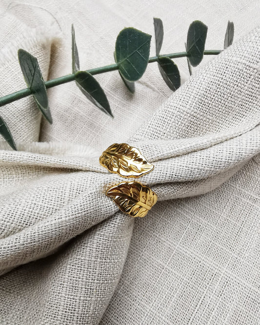 Chloe - Adjustable Doble Leaf Ring - Vinta Shop