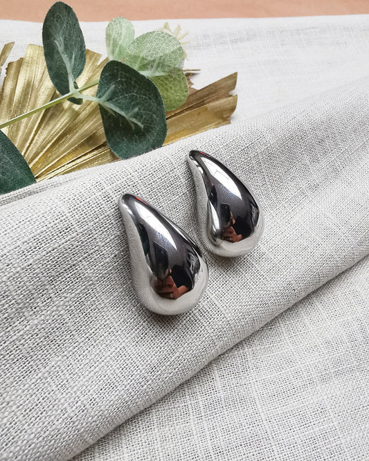 Nessa Silver Plated Statement Chunky Water Drop Stud Earrings. - Vinta Shop