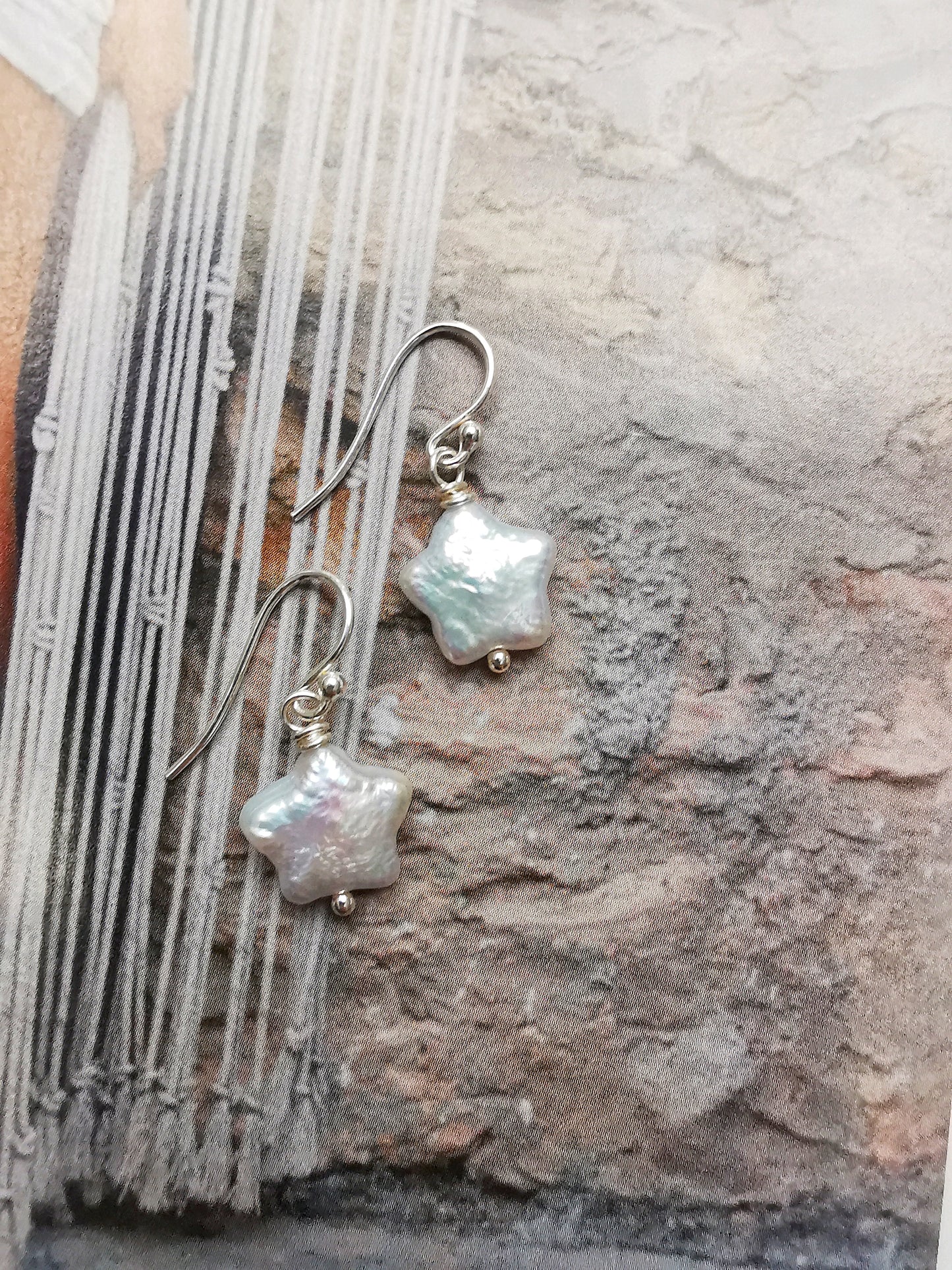 925 Sterling Silver Star Shape Baroque Freshwater Pearl Earrings - Vinta Shop