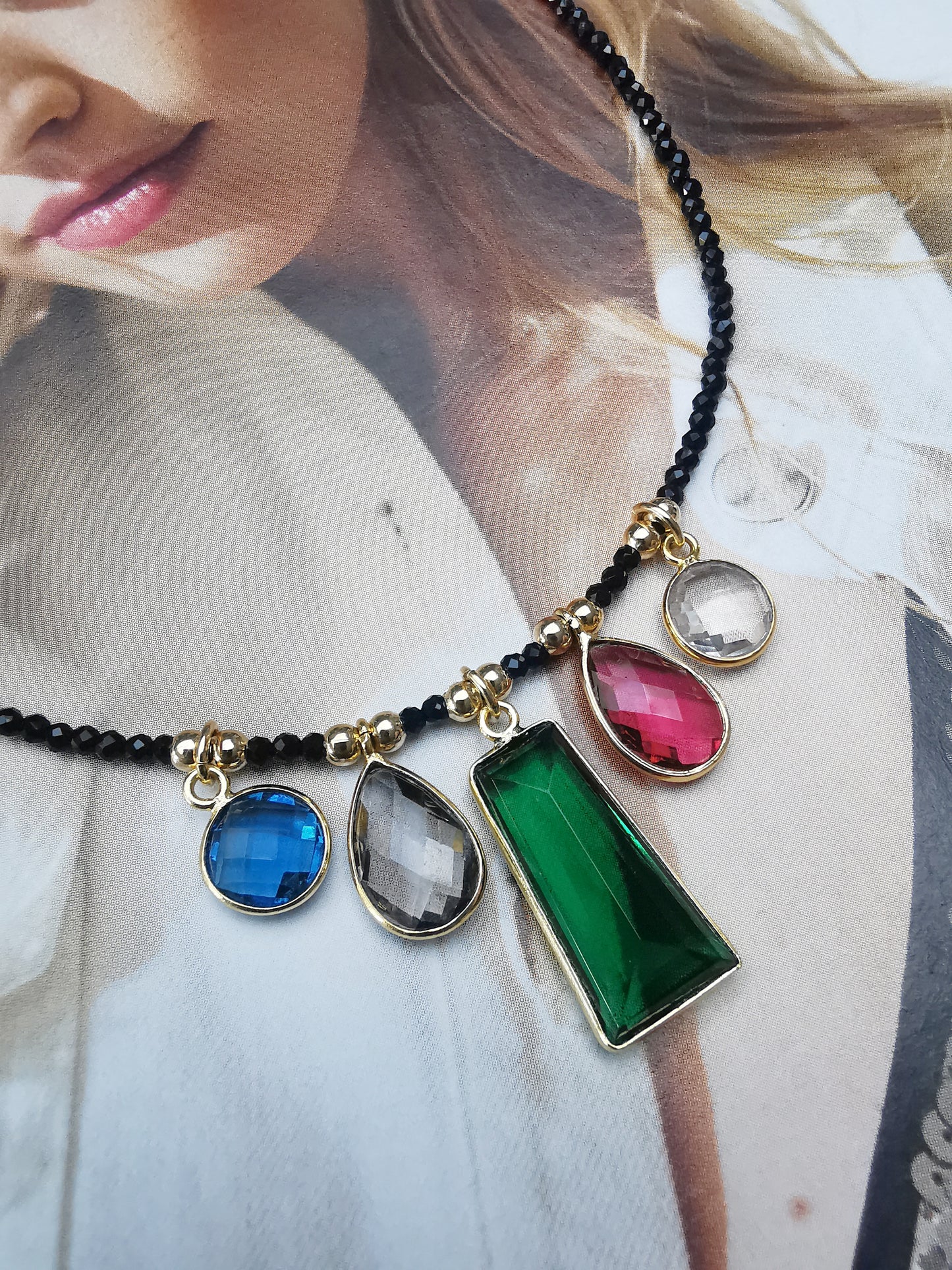 ONYX - Multigemstone Pendant Necklace - LiMMITED EDITION - Vinta Shop