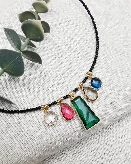 ONYX - Multigemstone Pendant Necklace - LiMMITED EDITION - Vinta Shop