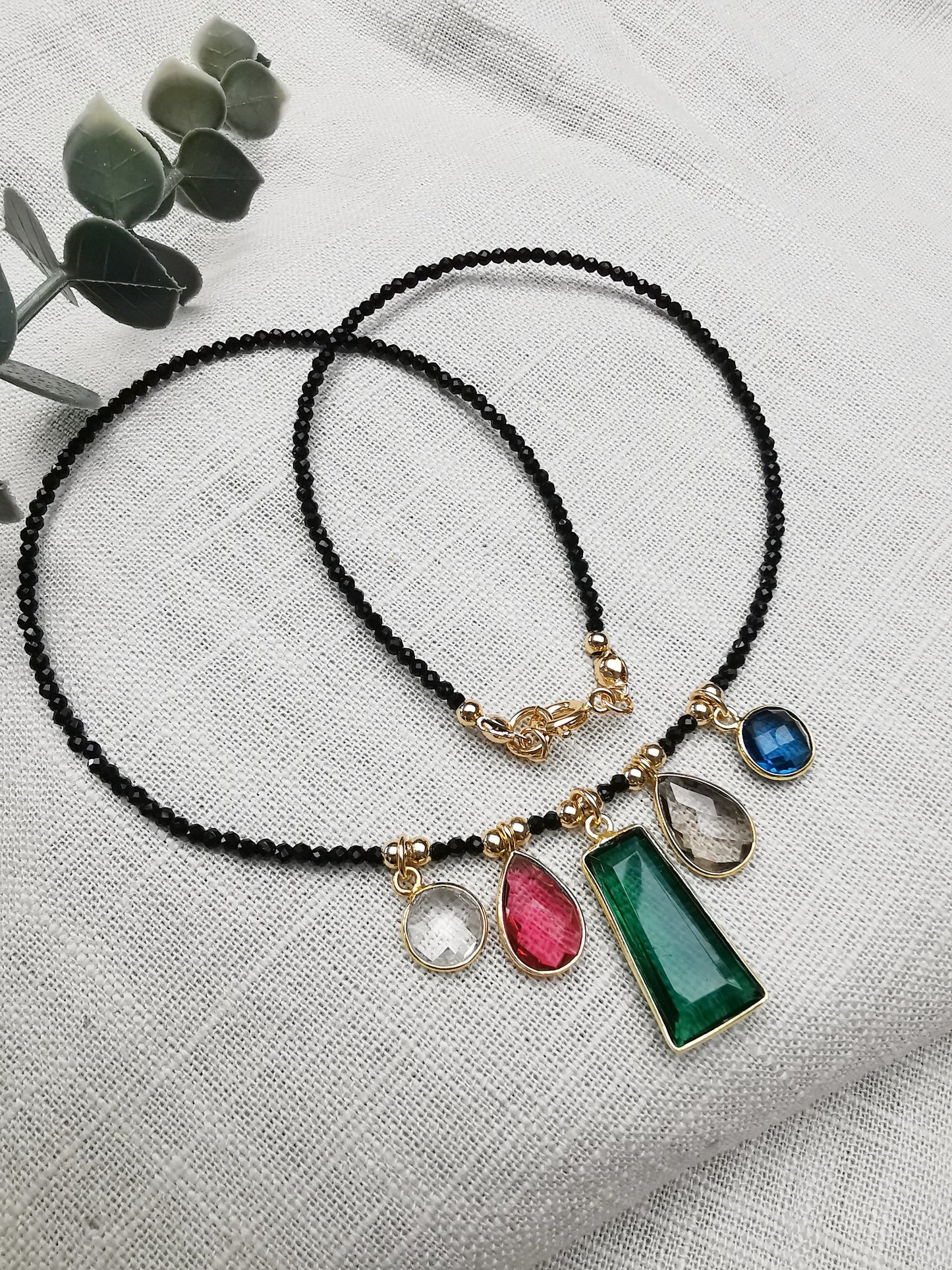 ONYX - Multigemstone Pendant Necklace - LiMMITED EDITION - Vinta Shop