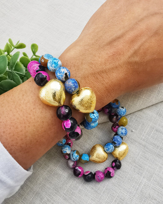 Natural Fire Agate Elastic Bracelets - Vinta Shop