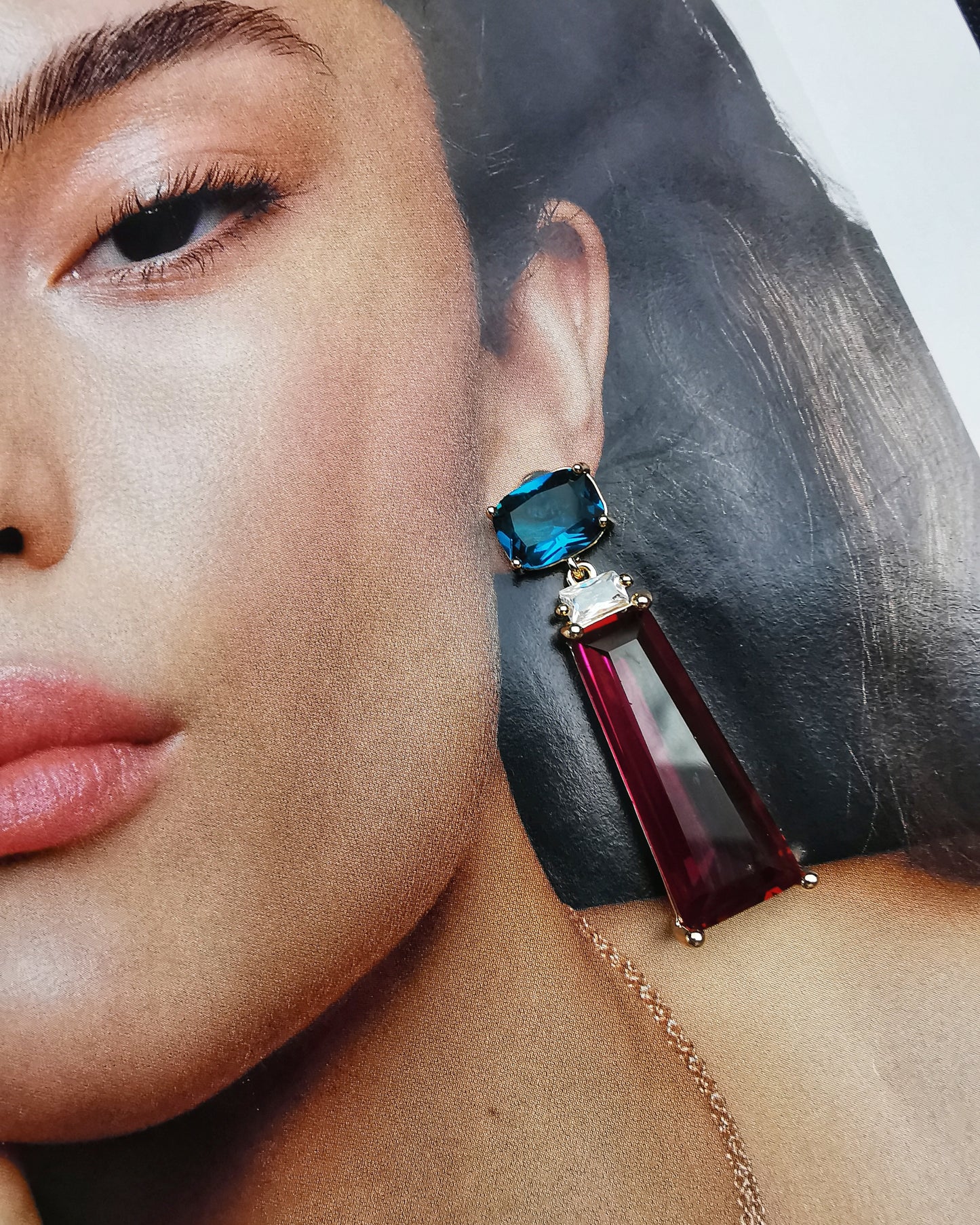 Eloise || Yellow Citrine and Deep Blue Crystal Earrings