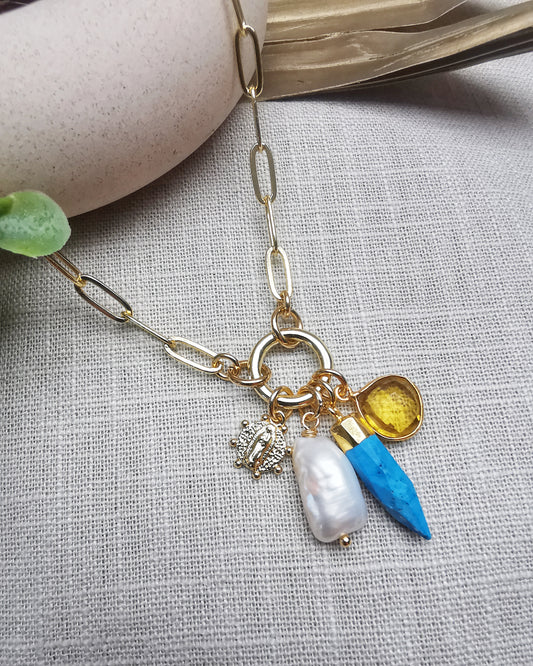 Paperclip Necklace with Interchangeable Charms. - Vinta Shop