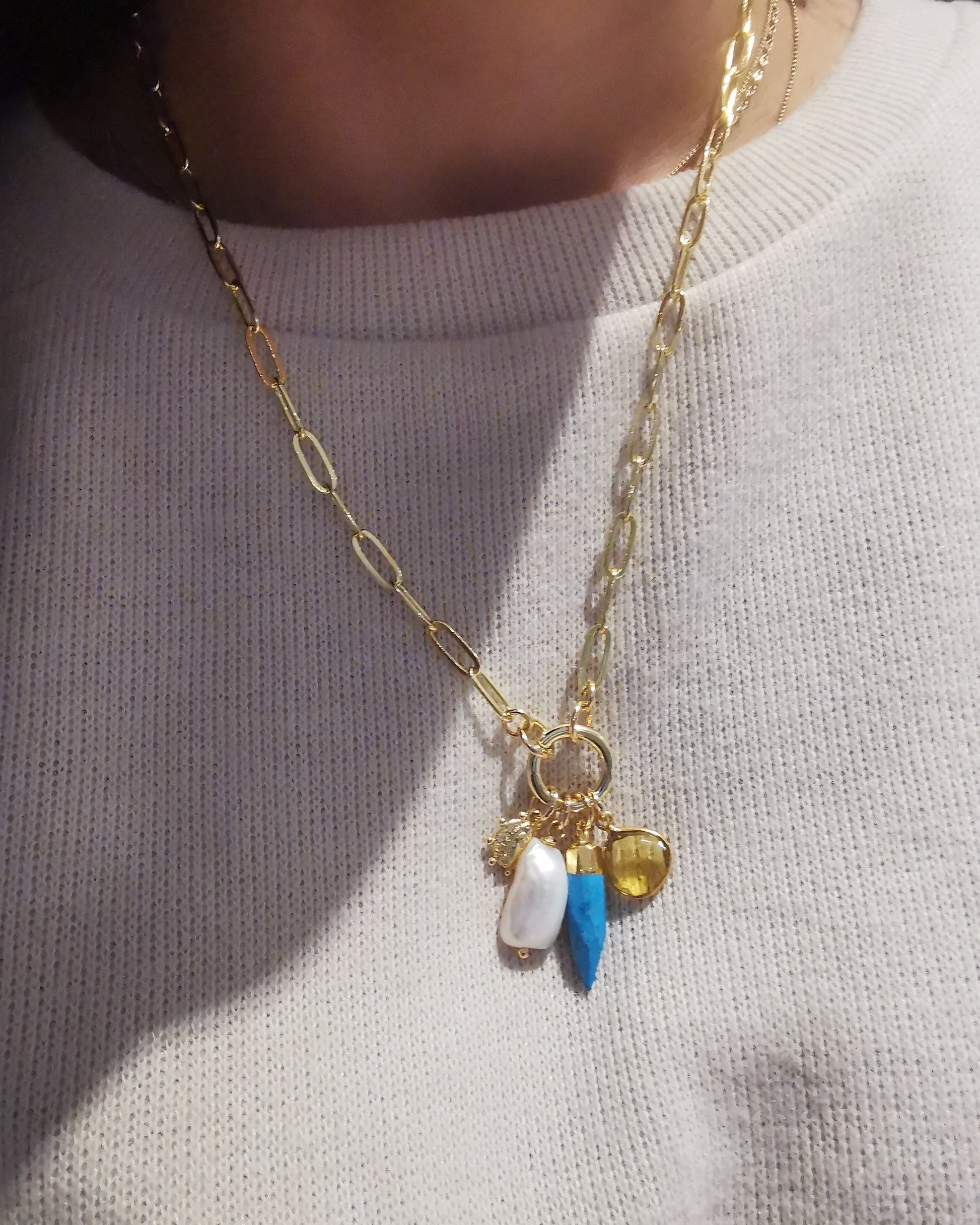 Paperclip Necklace with Interchangeable Charms. - Vinta Shop