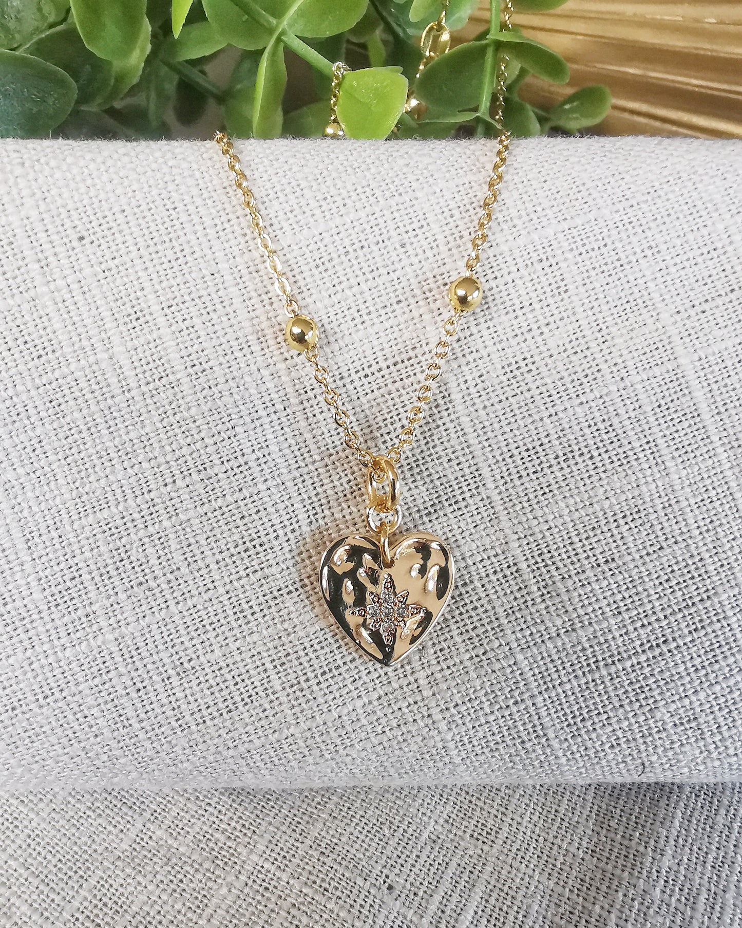 Heart Starburst Satellite Pendant Necklace.