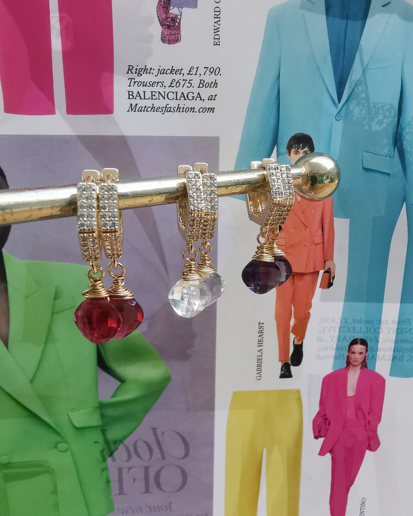 Maxi - Clear Quartz Hexagon Huggie Hoop Earrings