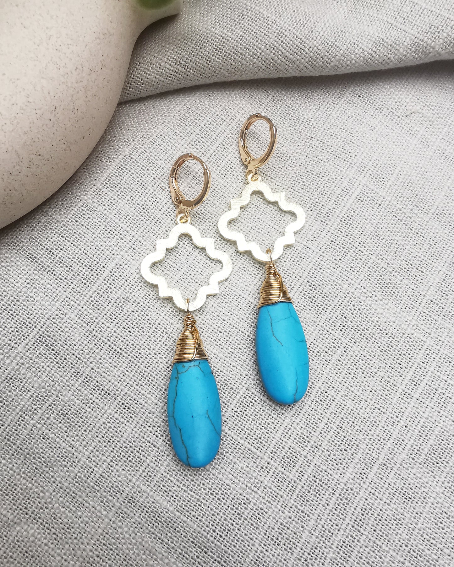 Turquoise Howlite Teardrop Earrings