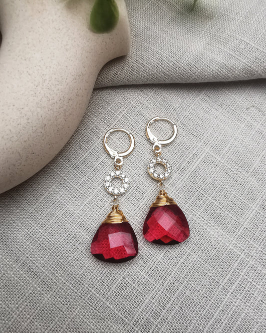 Ruby Quartz Dangle Earrings - Vinta Shop
