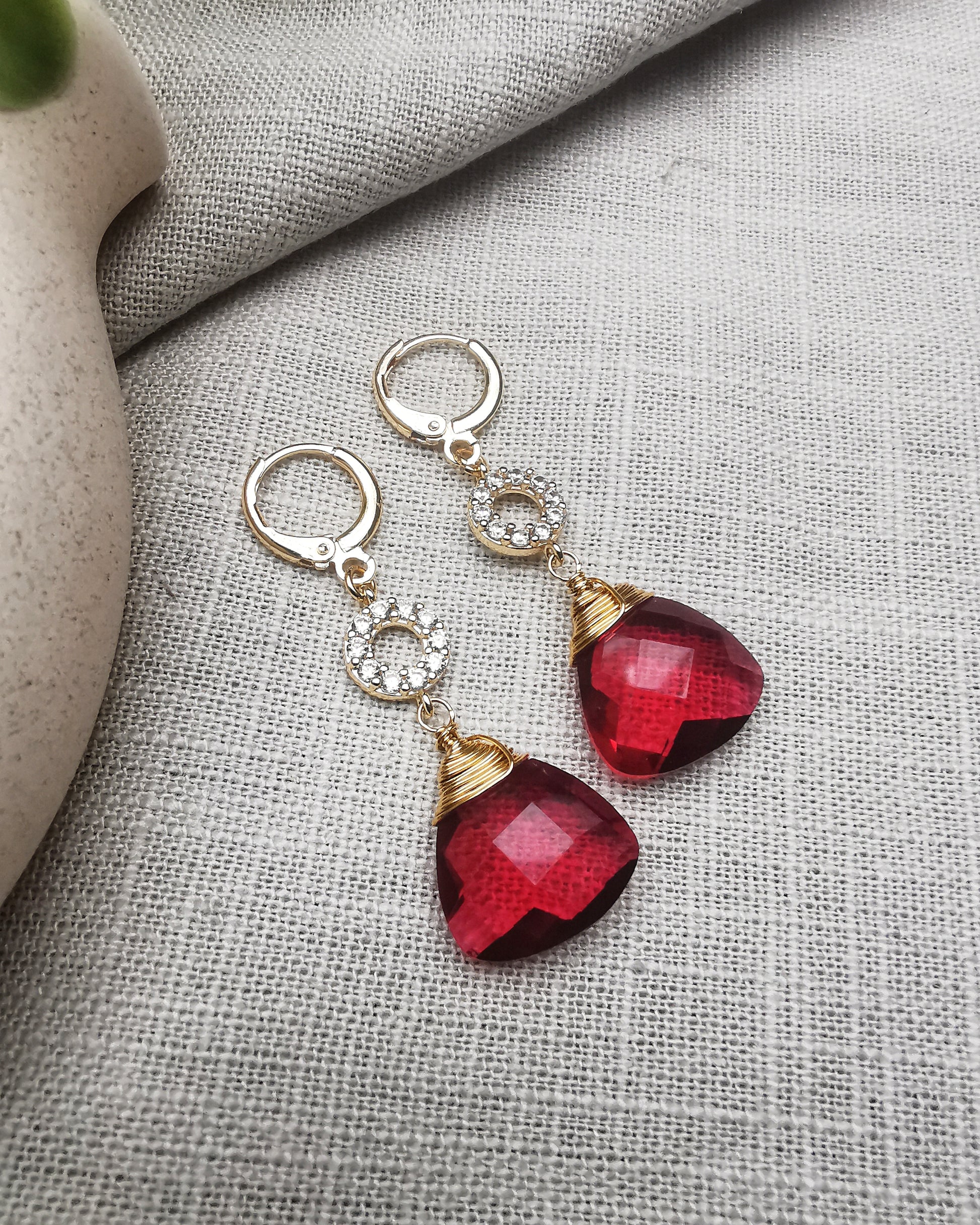 Ruby Quartz Dangle Earrings - Vinta Shop