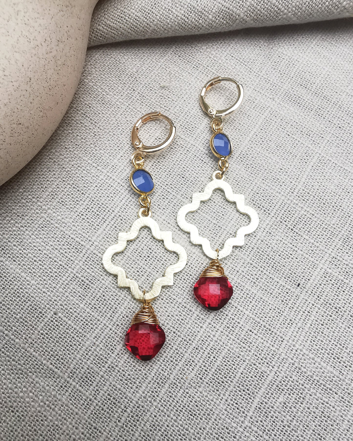 Long Drop Gemstone Earrings