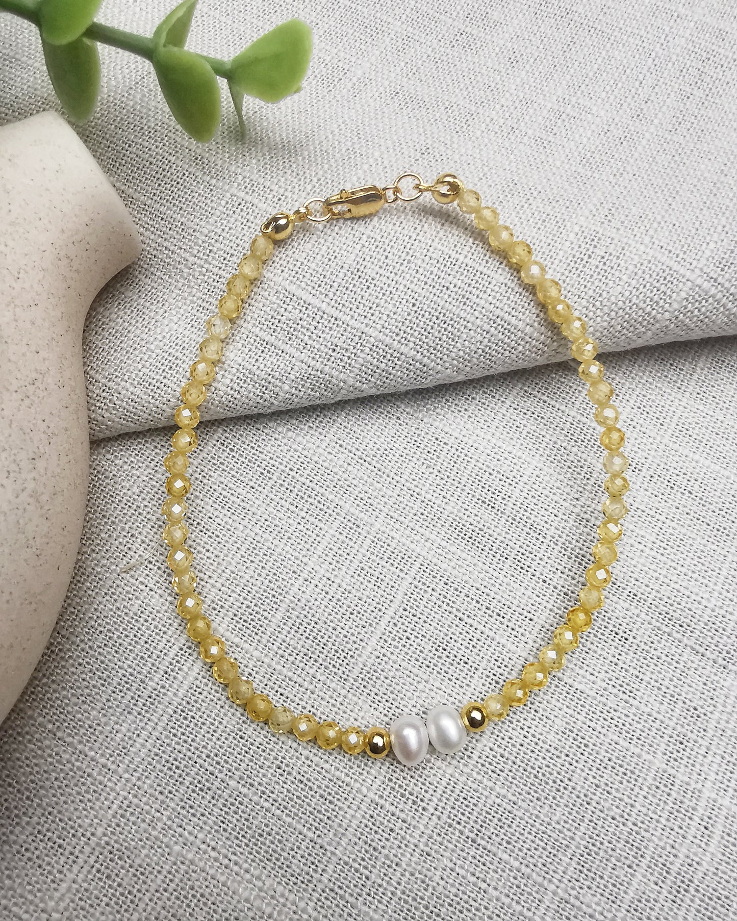 Gold Vermeil Gemstone bracelet with Pearls