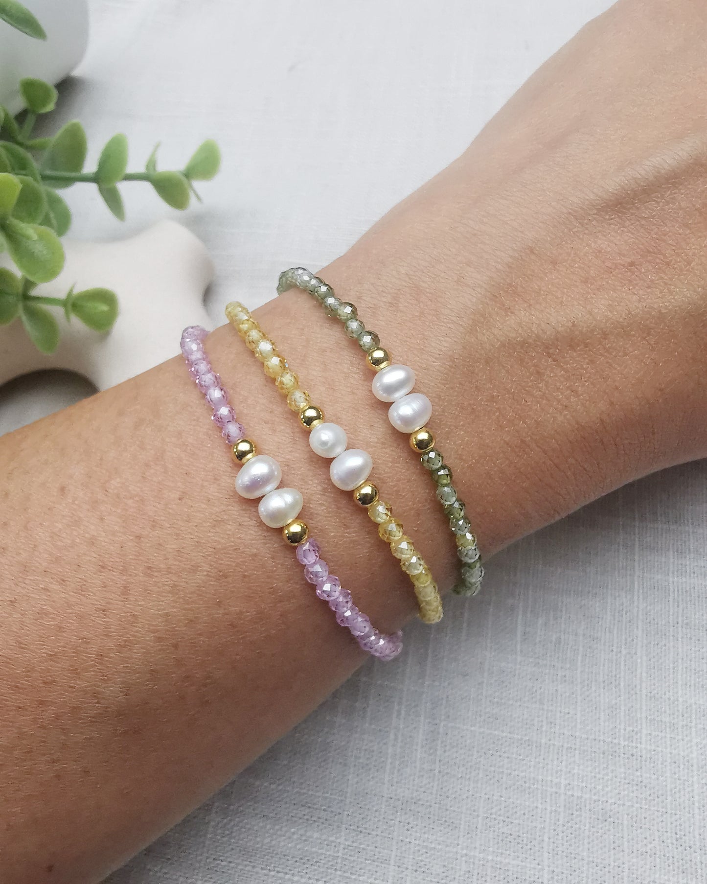 Gold Vermeil Gemstone bracelet with Pearls
