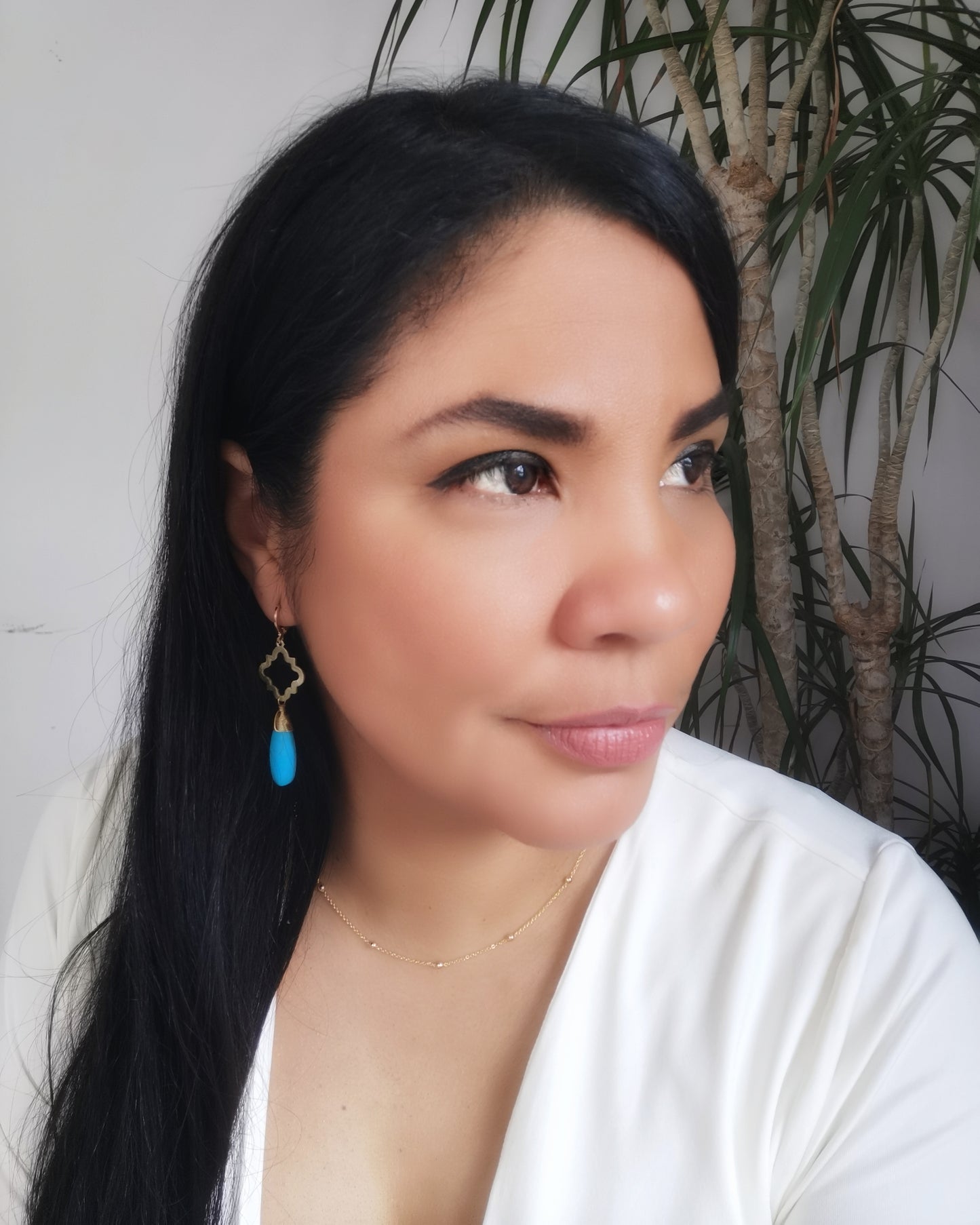 Turquoise Howlite Teardrop Earrings