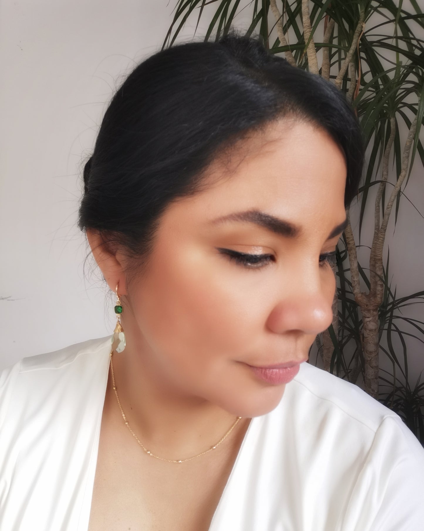 Green Amethyst & Emerald Drop Earrings