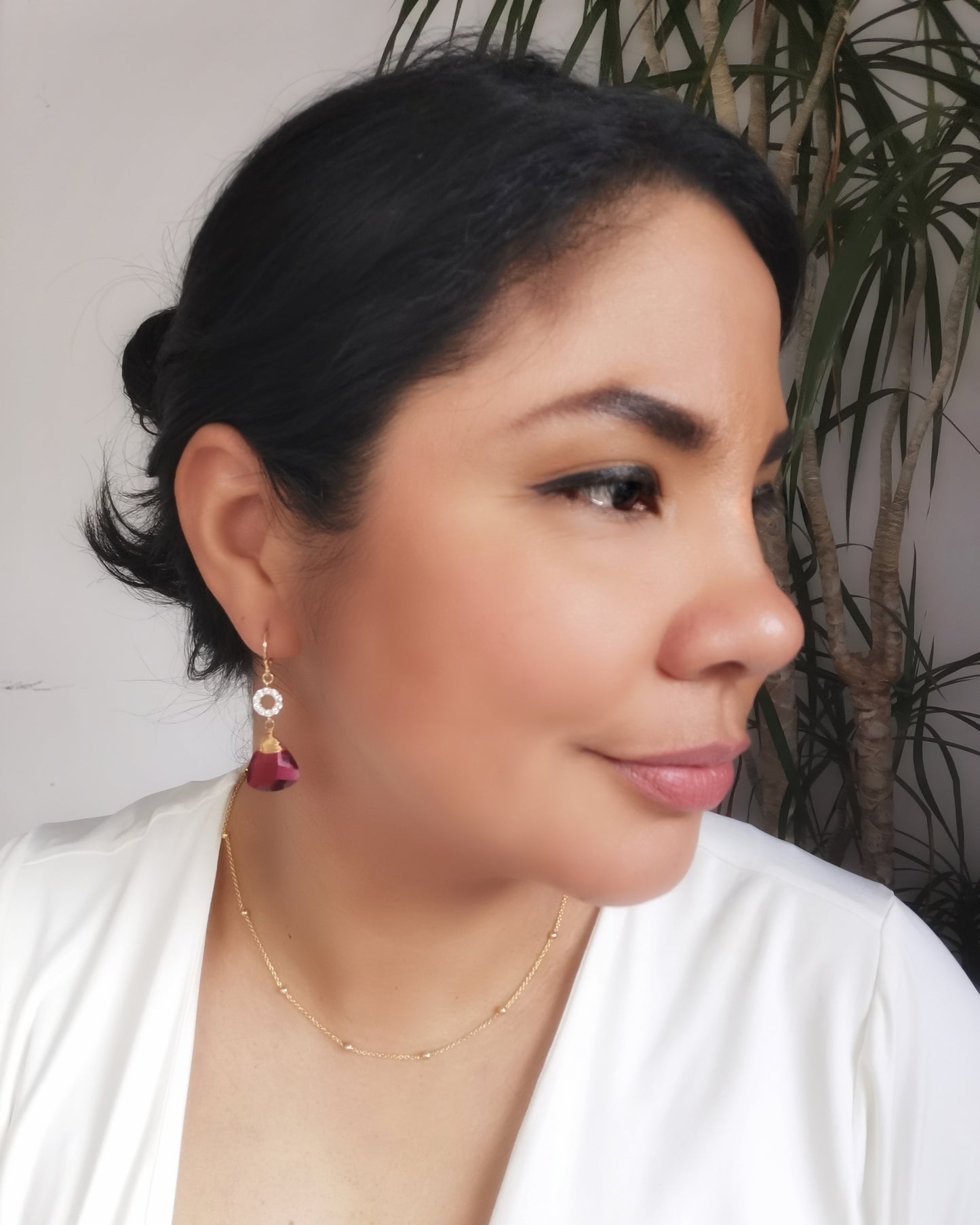 Ruby Quartz Dangle Earrings