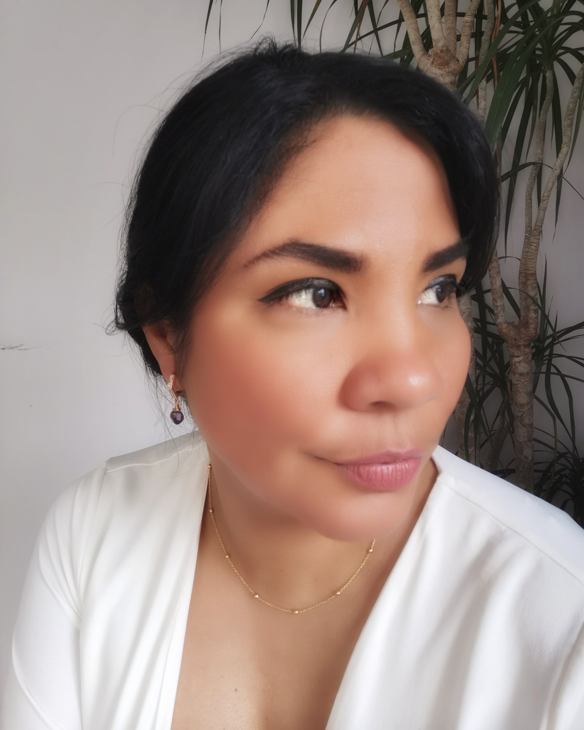 Maxi - Clear Quartz Hexagon Huggie Hoop Earrings - Vinta Shop