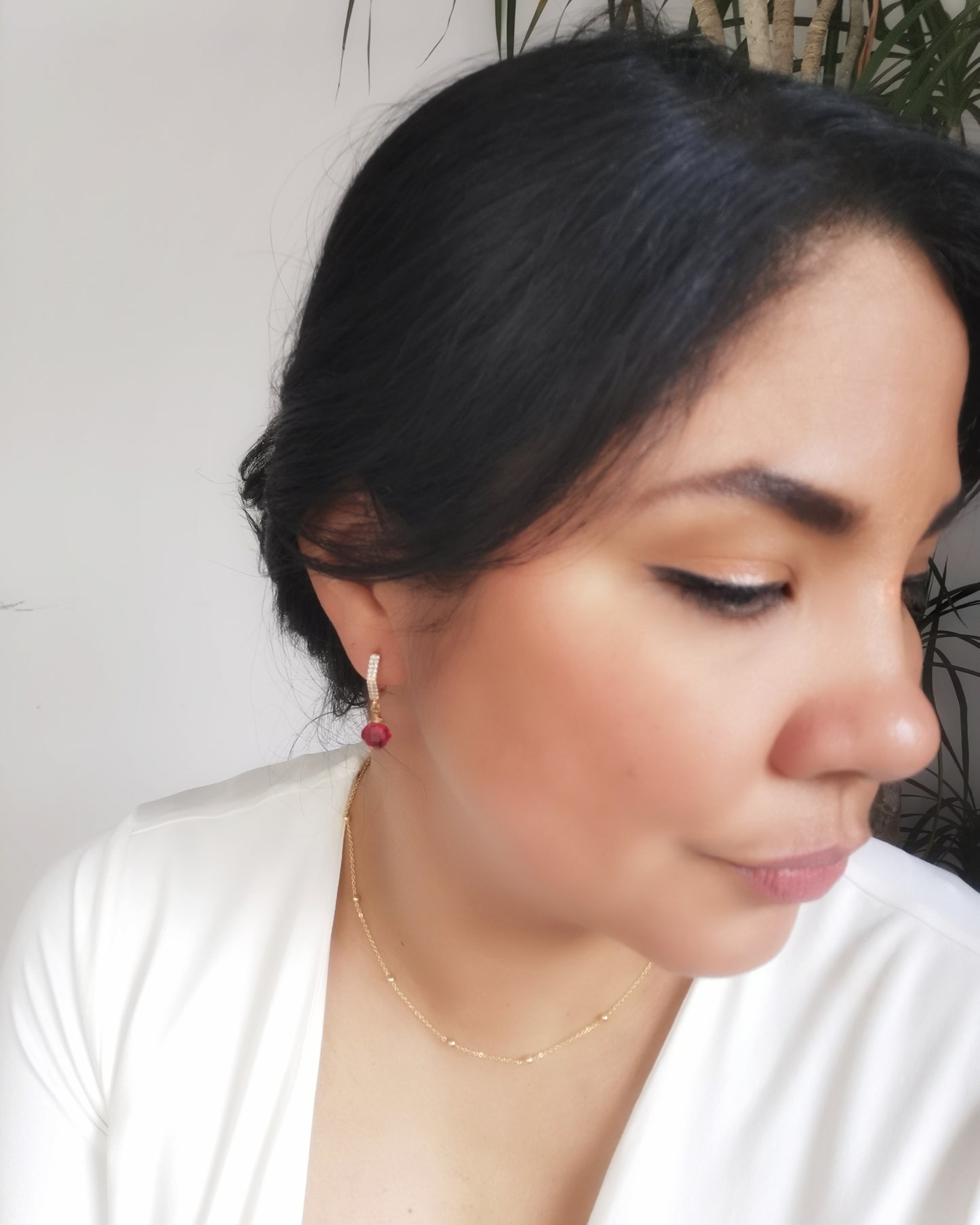 Maxi - Clear Quartz Hexagon Huggie Hoop Earrings