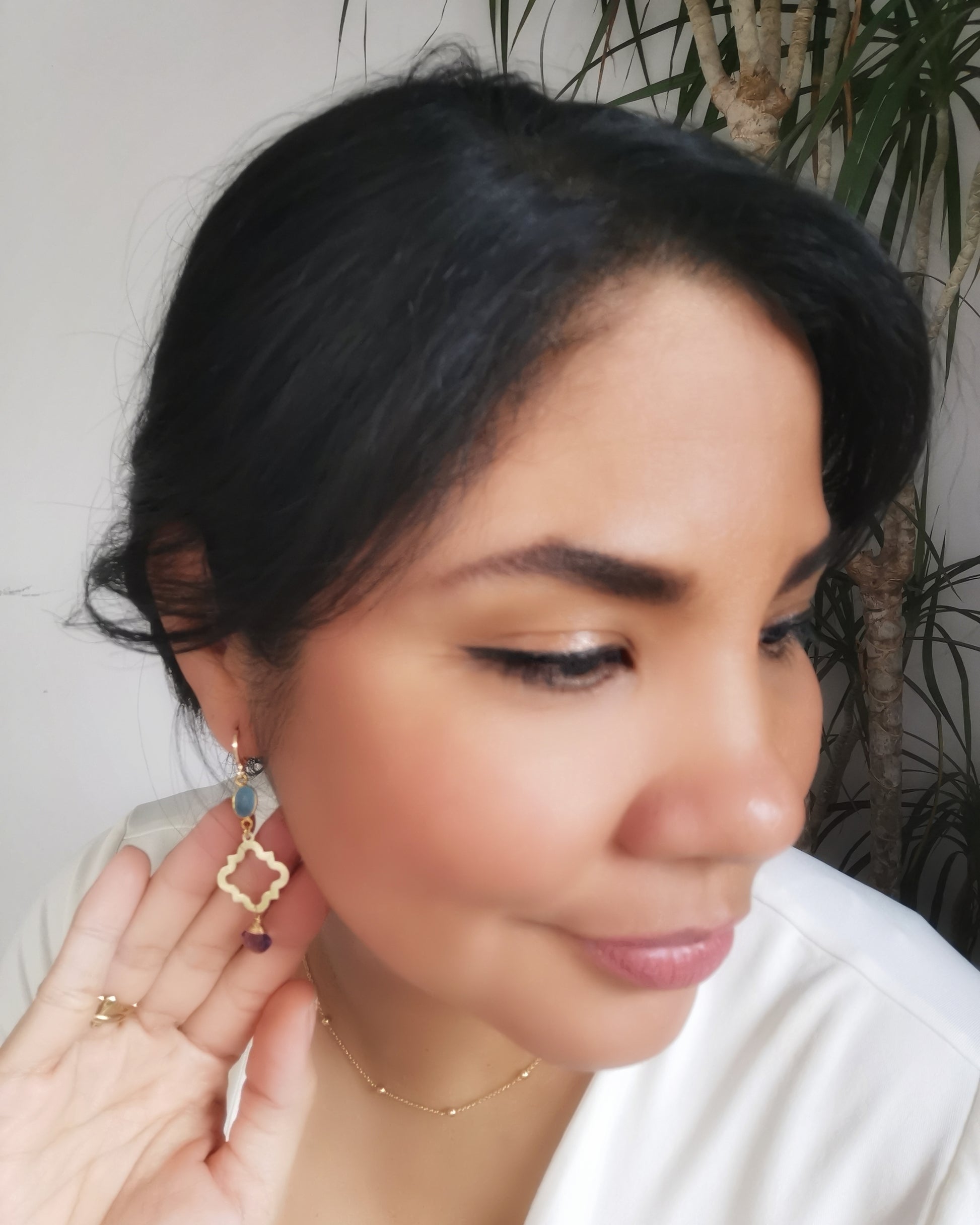 Long Drop Gemstone Earrings - Vinta Shop