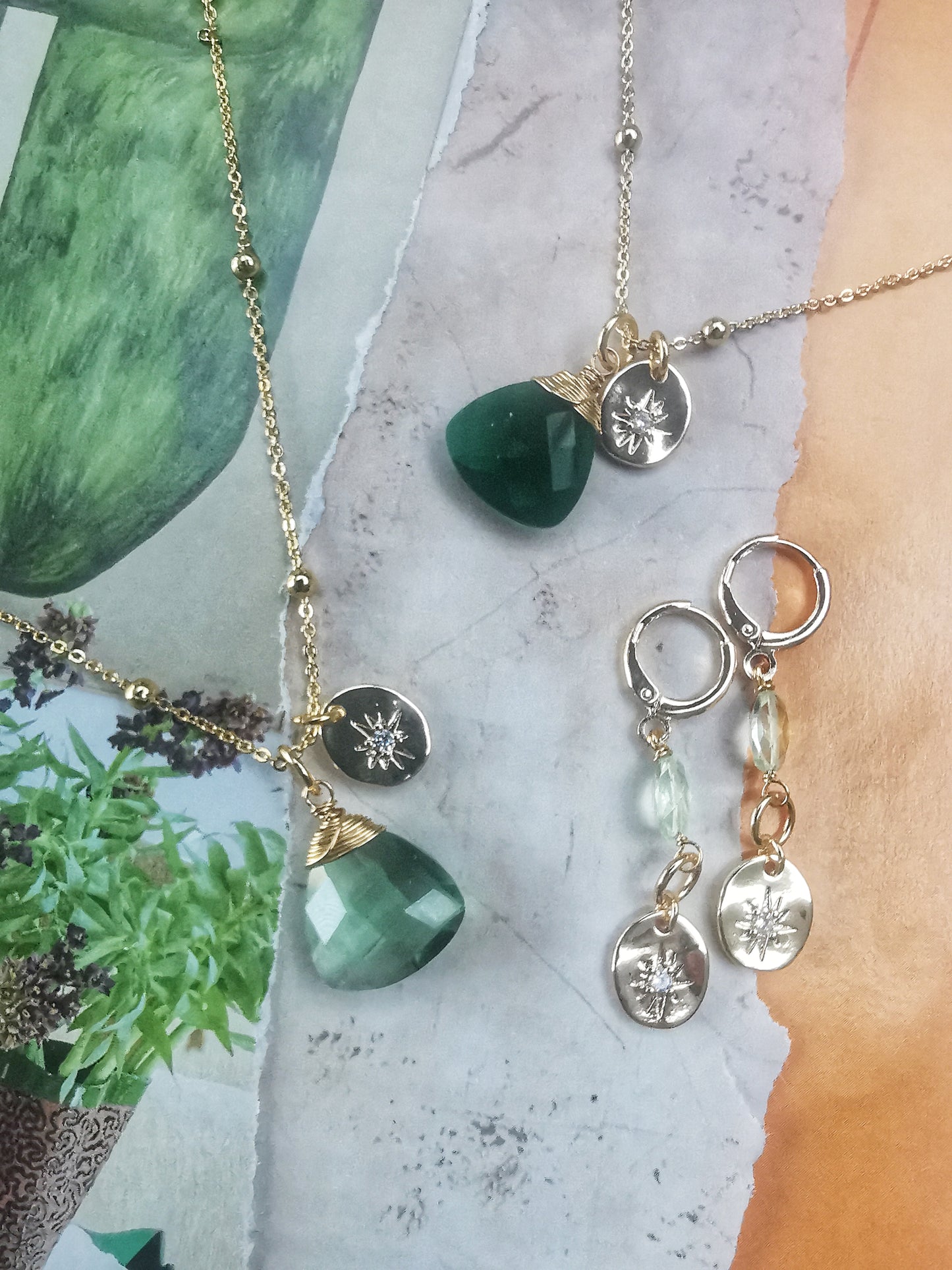 Green Onyx Pendant Necklace - Vinta Shop