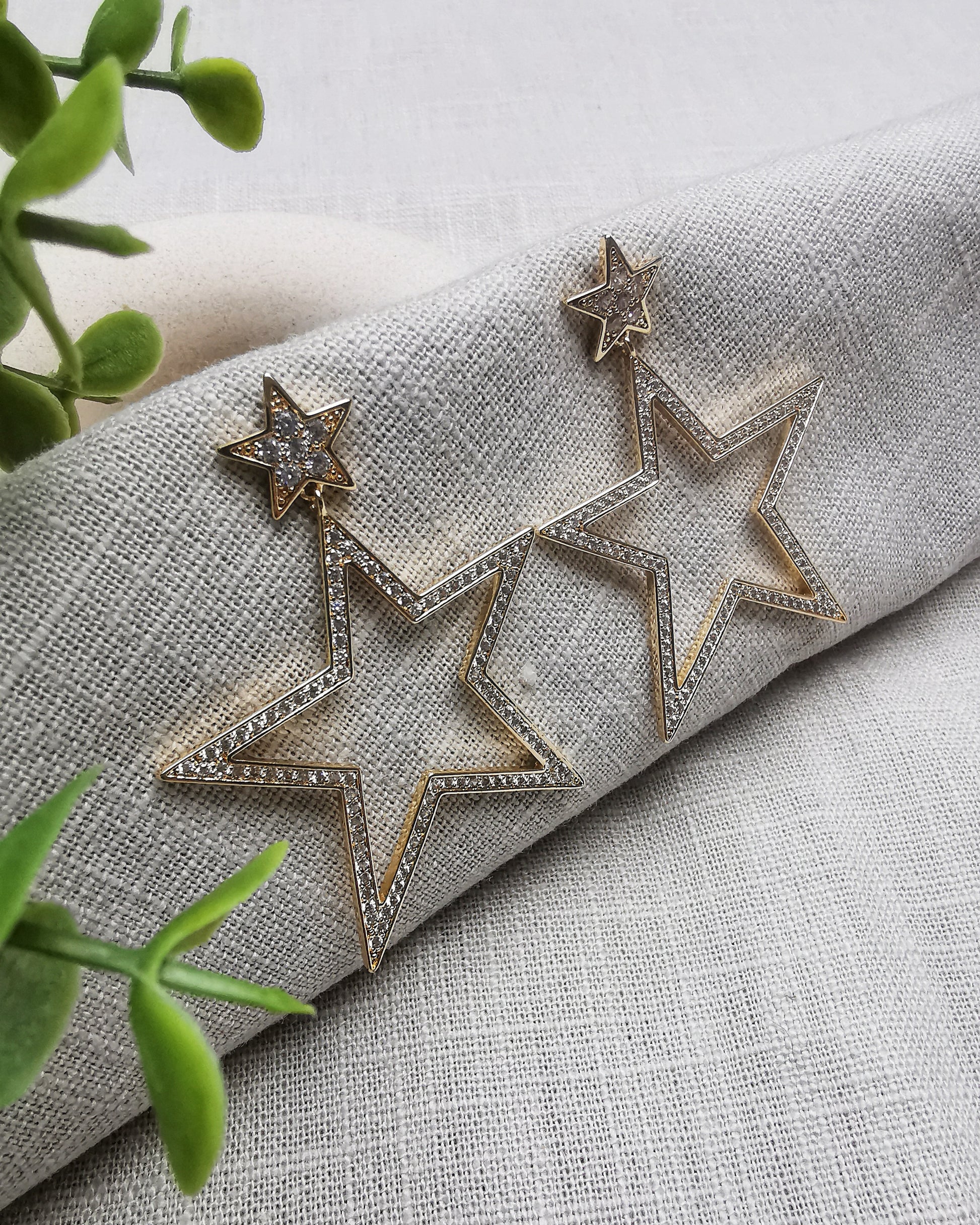 Double Drop Star Stud Earrings - Vinta Shop