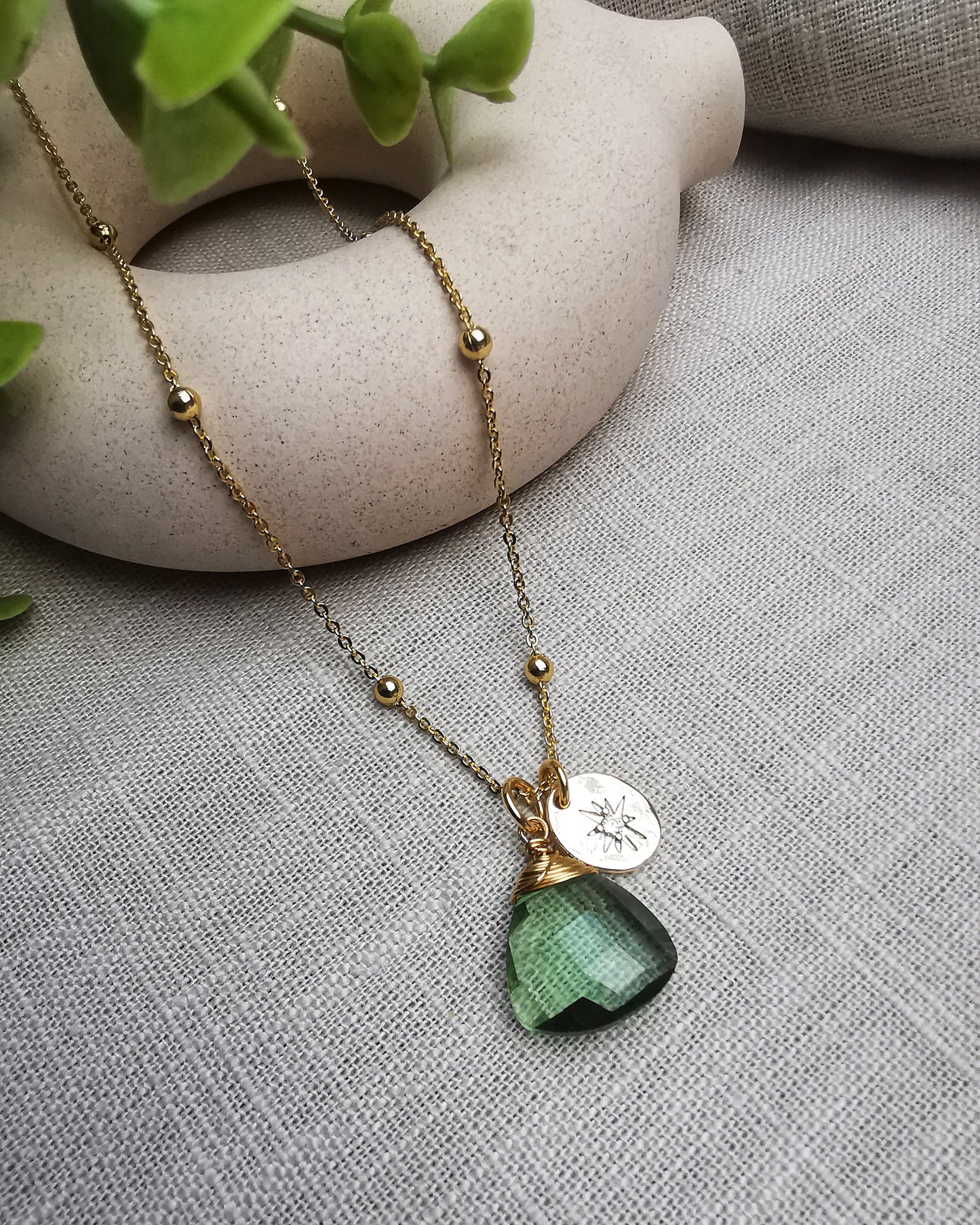 Green Amethyst Pendant Necklace