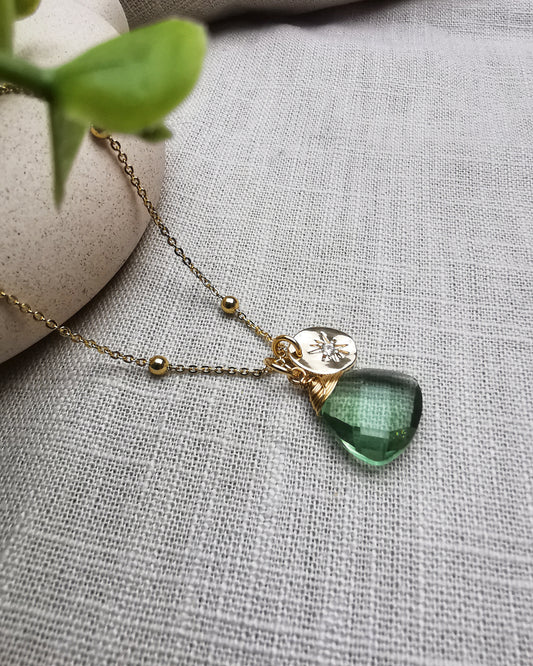 Green  Amethyst Pendant Necklace - Vinta Shop
